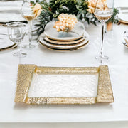 13" Clear And Gold Glass Snack Or Vanity Tray-0
