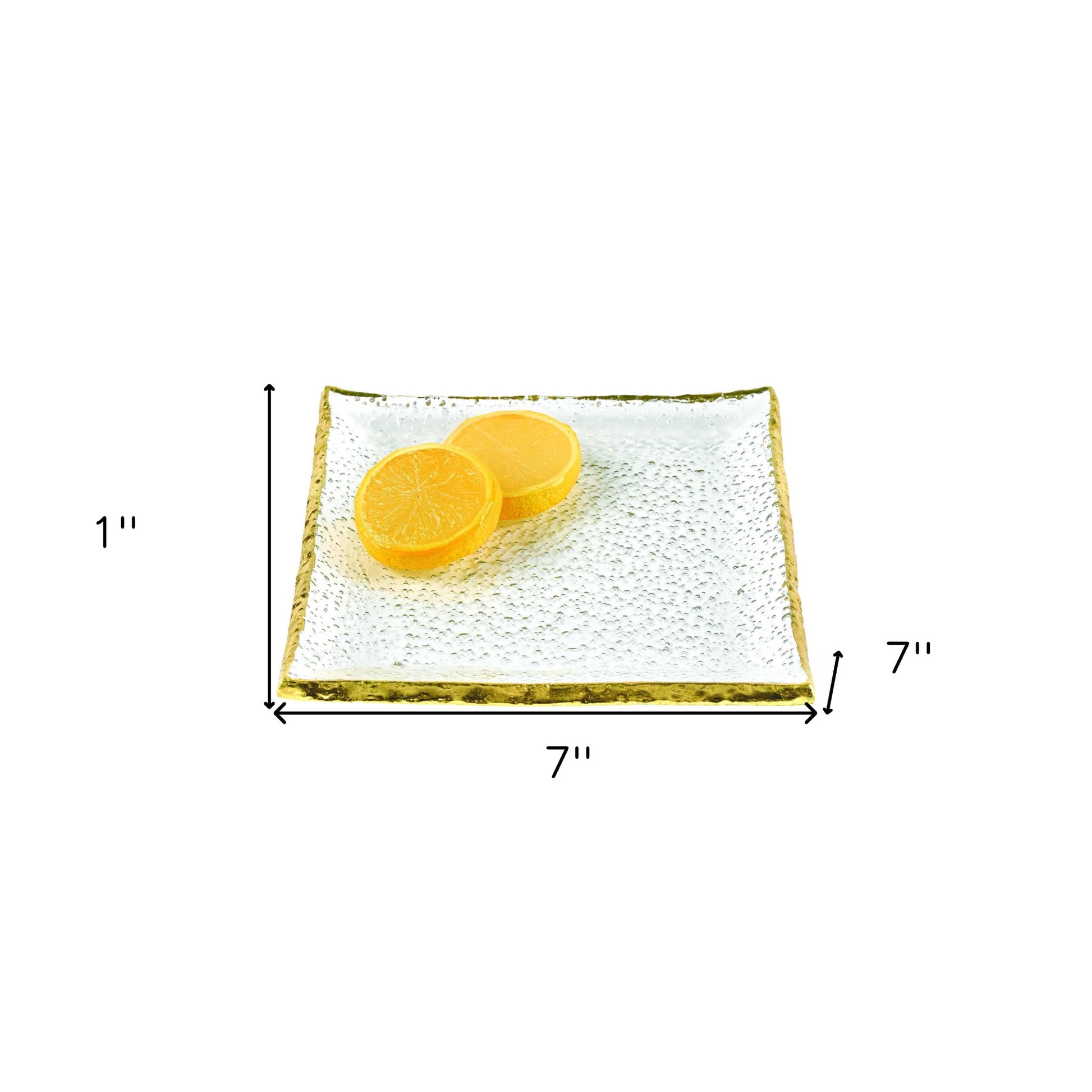 7 Glass Set Of 4 Square Edge Gold Plates-Dinnerware-DECOROLALA
