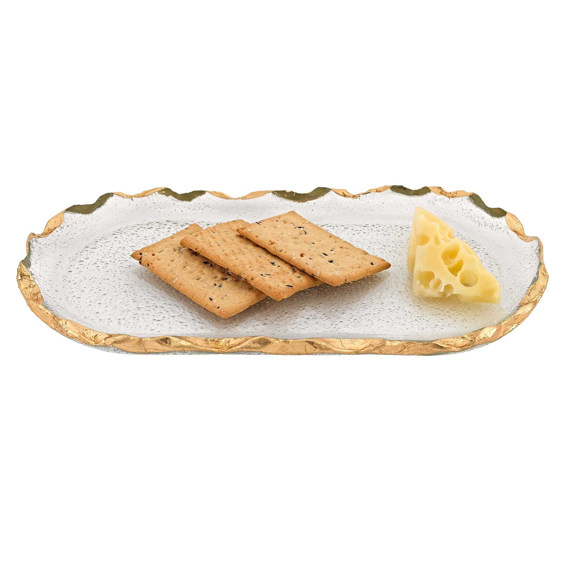 14 Glass Oval Edge Gold Leaf Platter-Dinnerware-DECOROLALA