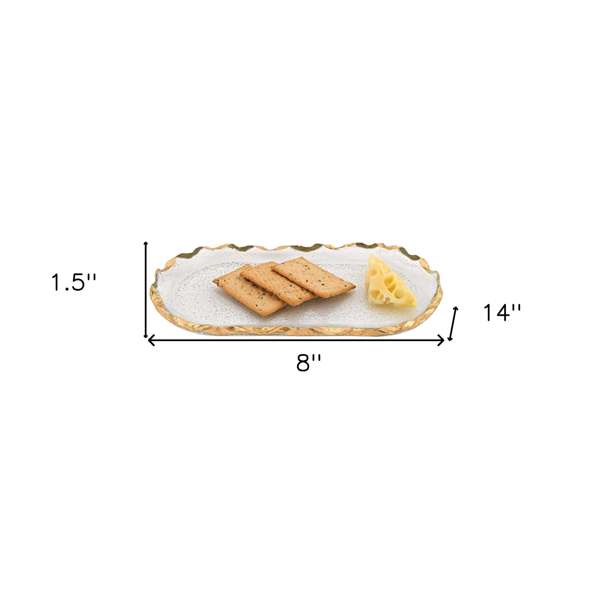 14 Glass Oval Edge Gold Leaf Platter-Dinnerware-DECOROLALA