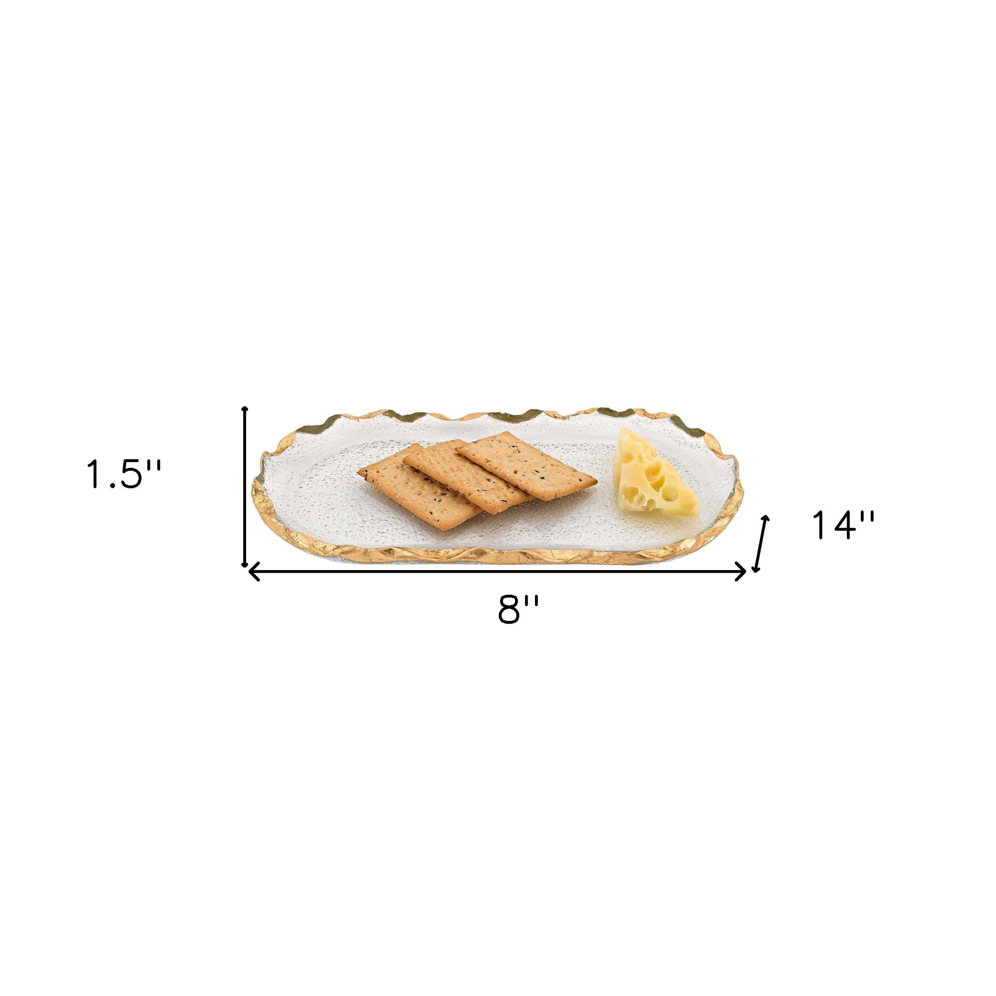 14 Glass Oval Edge Gold Leaf Platter-Dinnerware-DECOROLALA