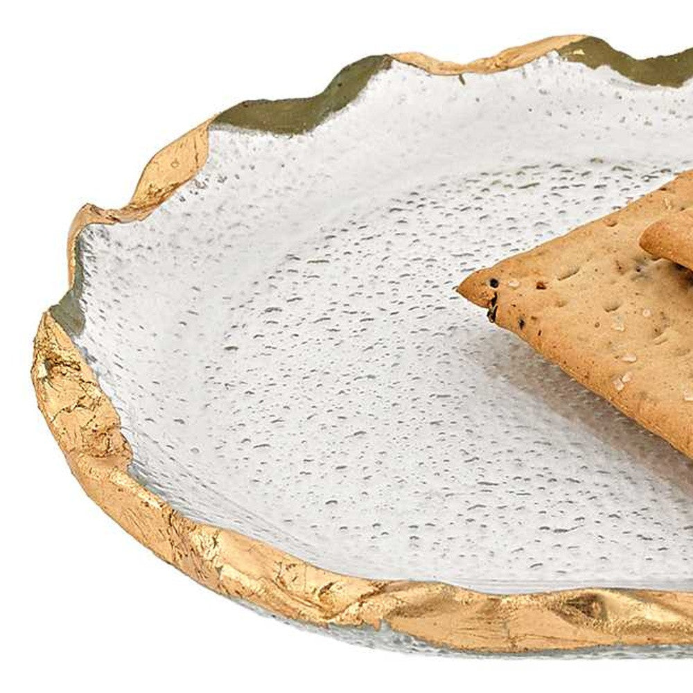 14 Glass Oval Edge Gold Leaf Platter-Dinnerware-DECOROLALA