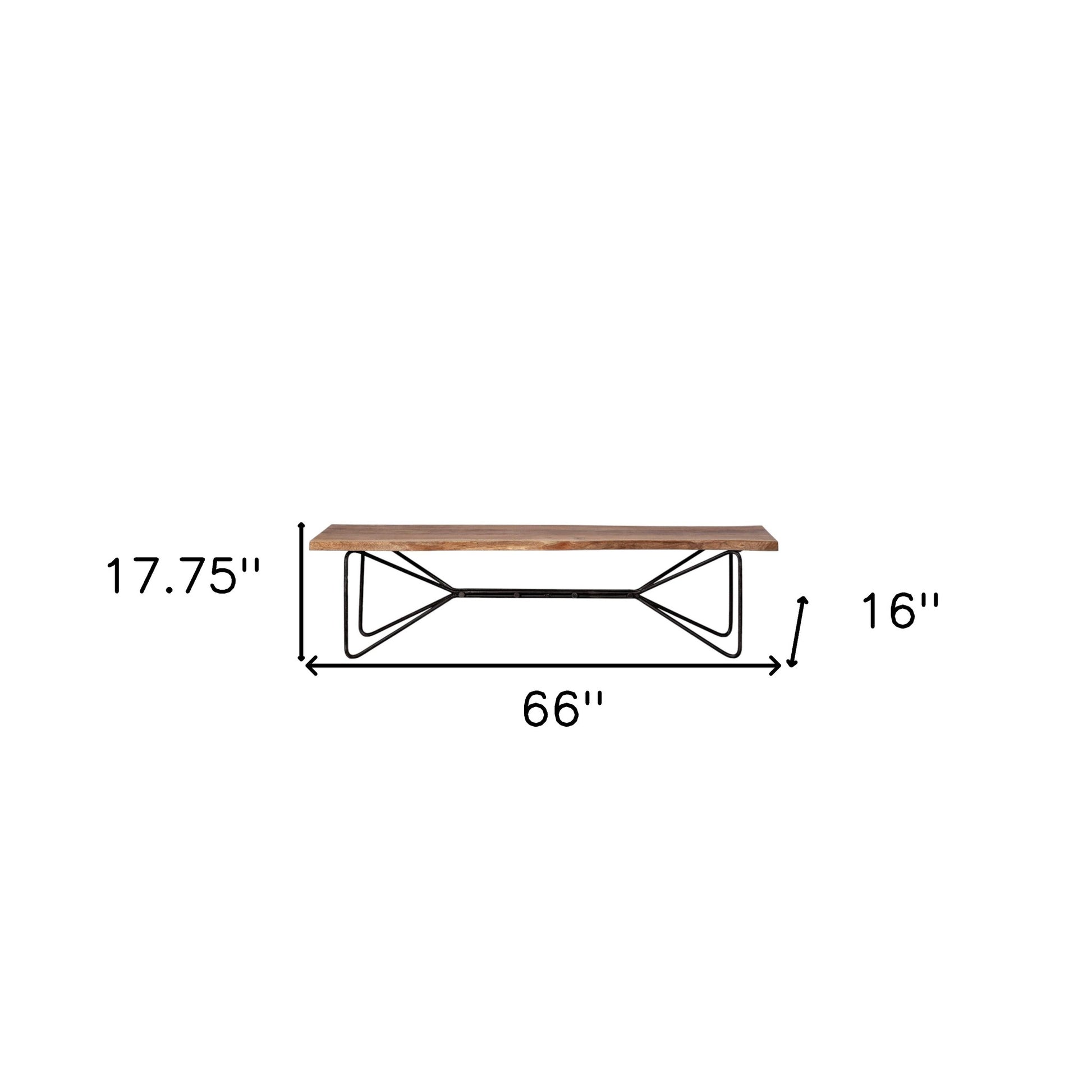 66" Brown and Black Distressed Live Edge Solid Wood Dining Bench-Benches-DECOROLALA