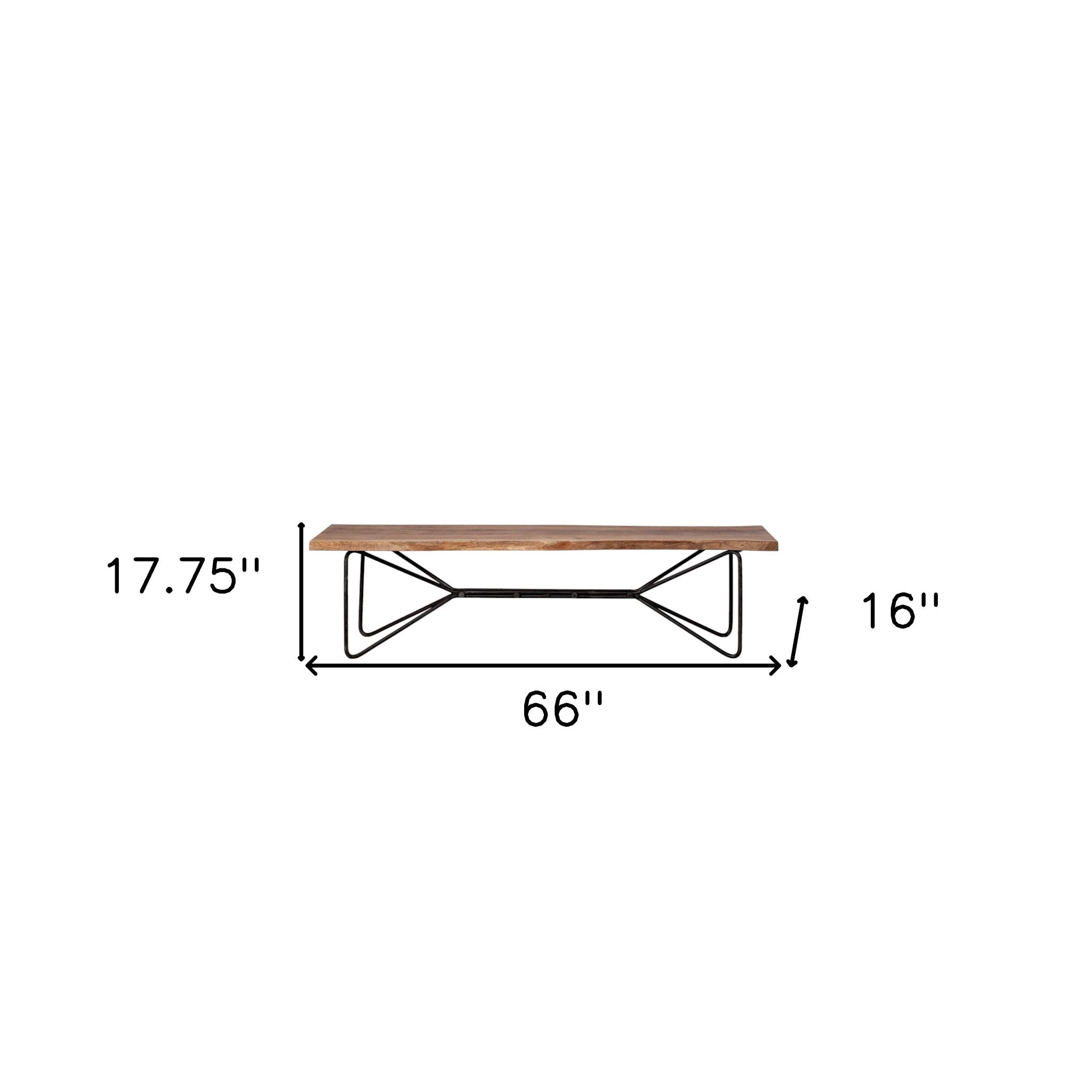 66" Brown and Black Distressed Live Edge Solid Wood Dining Bench-Benches-DECOROLALA