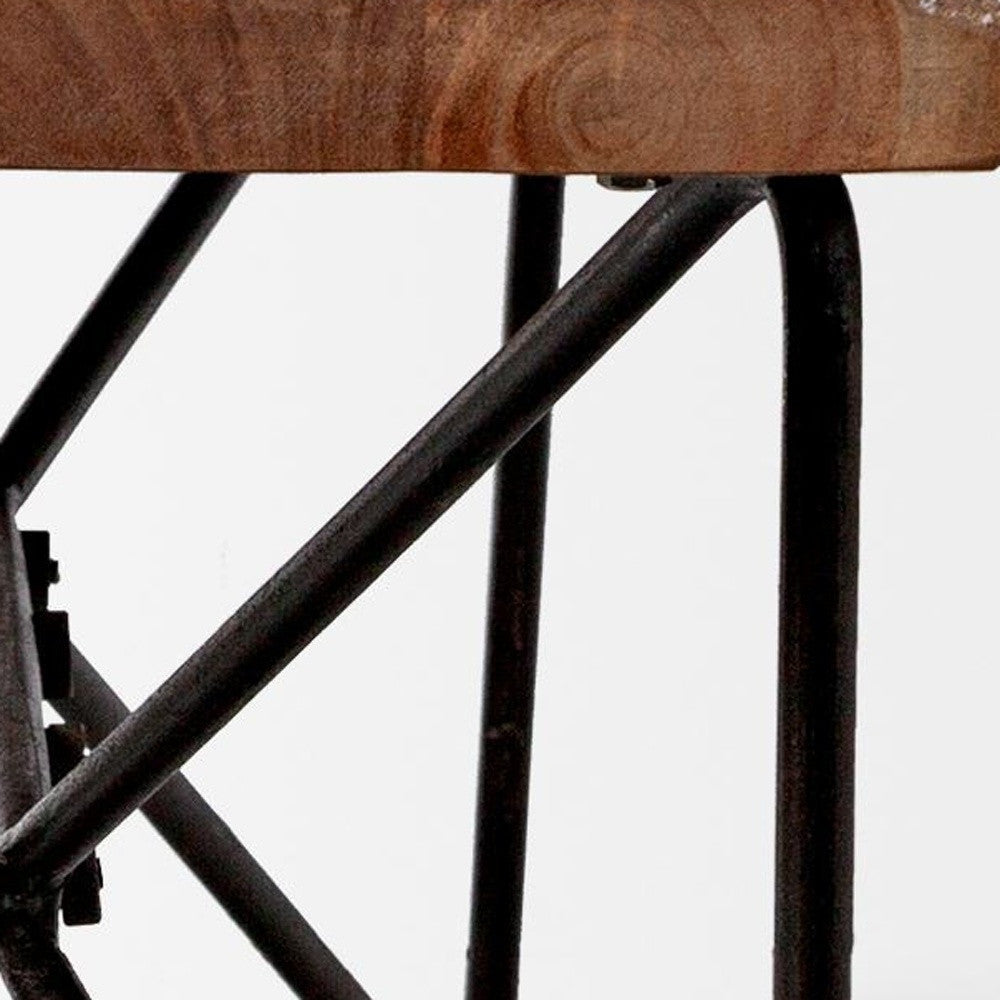 66" Brown and Black Distressed Live Edge Solid Wood Dining Bench-Benches-DECOROLALA