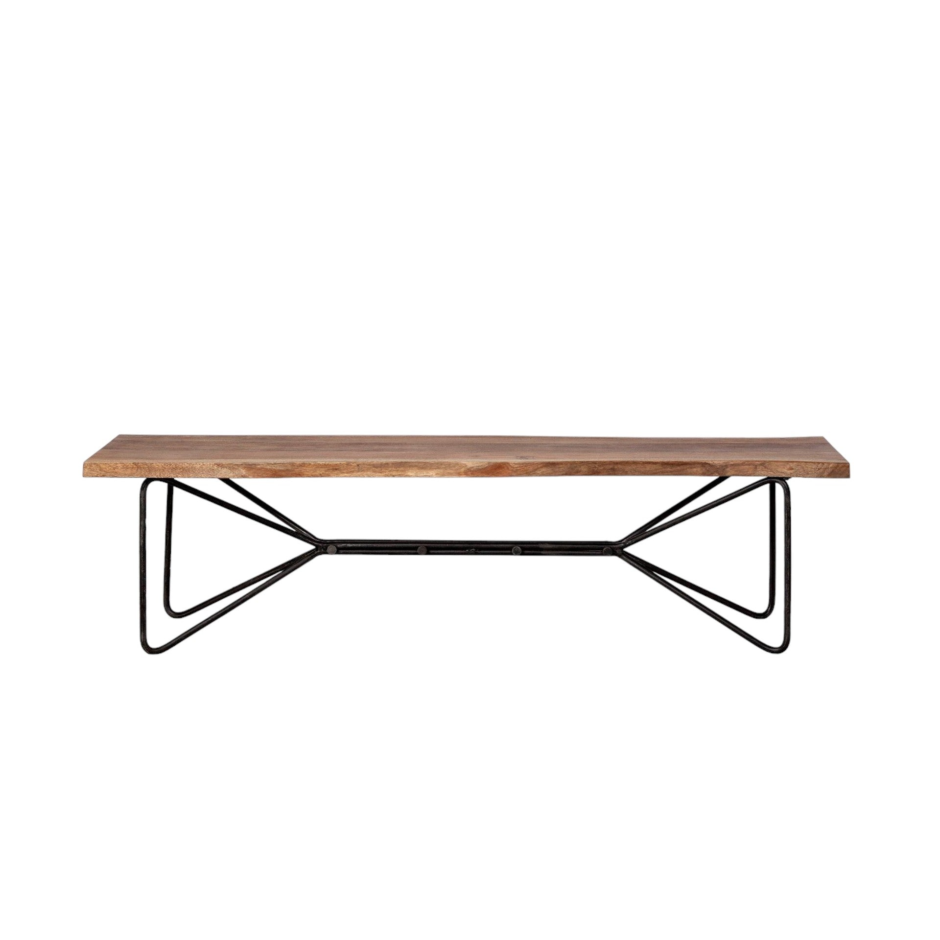66" Brown and Black Distressed Live Edge Solid Wood Dining Bench-Benches-DECOROLALA