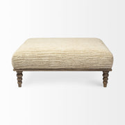 42" Cream And Brown Upholstered Cotton Blend Bench-Benches-DECOROLALA
