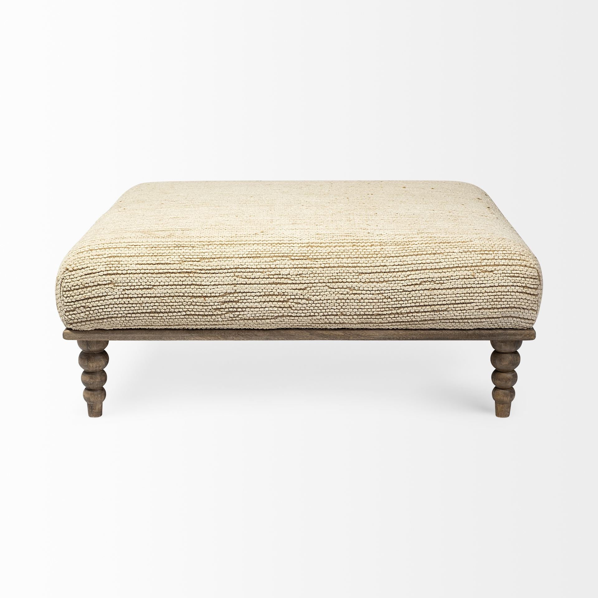 42" Cream And Brown Upholstered Cotton Blend Bench-Benches-DECOROLALA