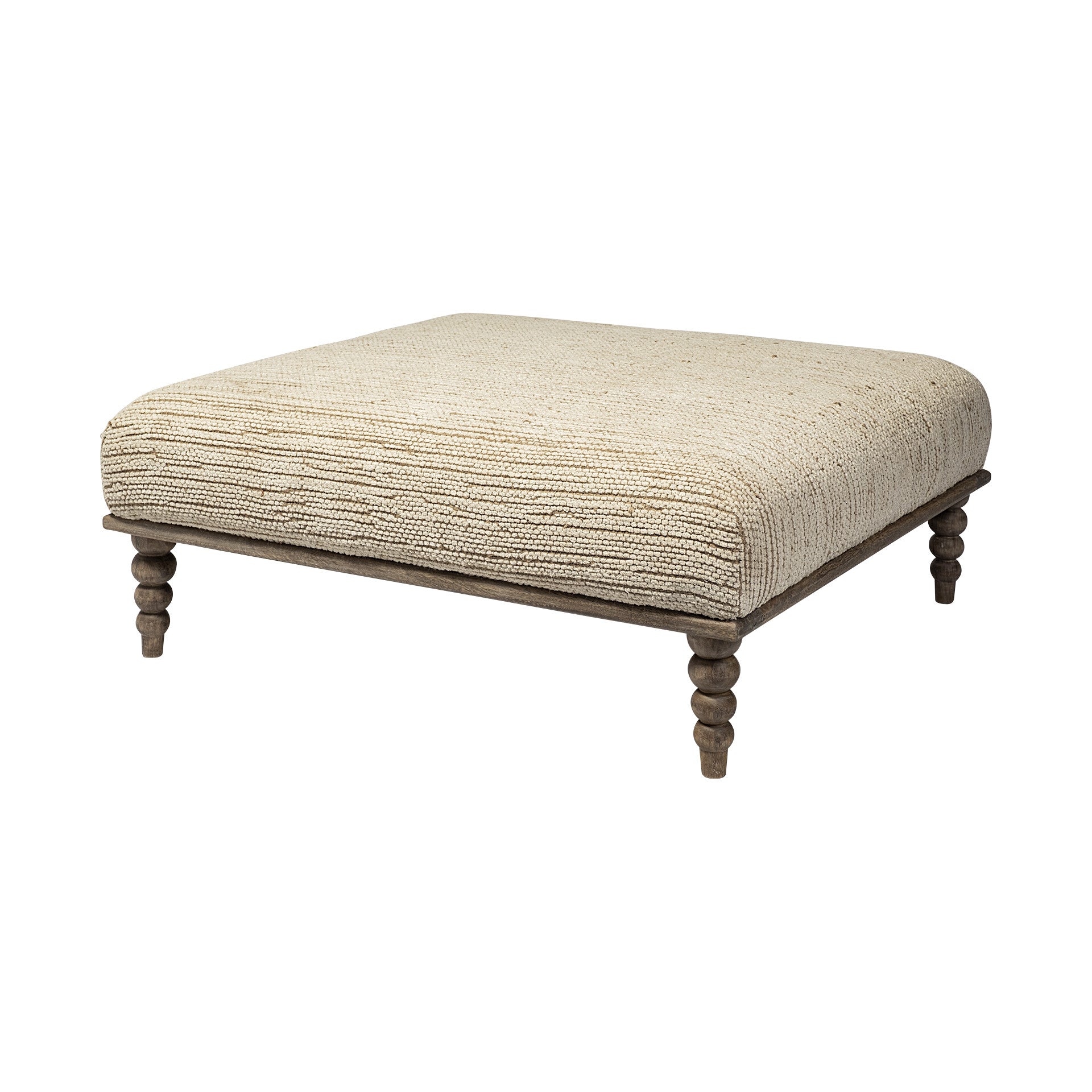 42" Cream And Brown Upholstered Cotton Blend Bench-Benches-DECOROLALA
