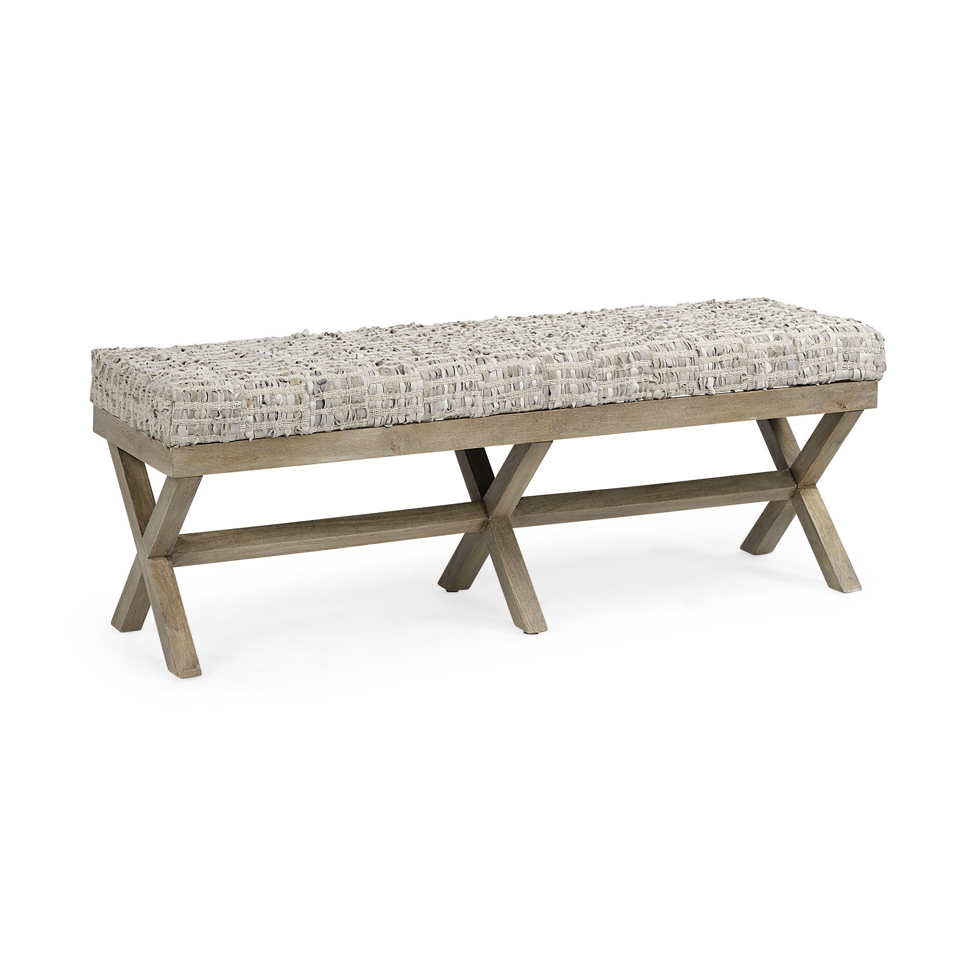 16" Beige and Brown Upholstered Faux Leather Bench-Benches-DECOROLALA