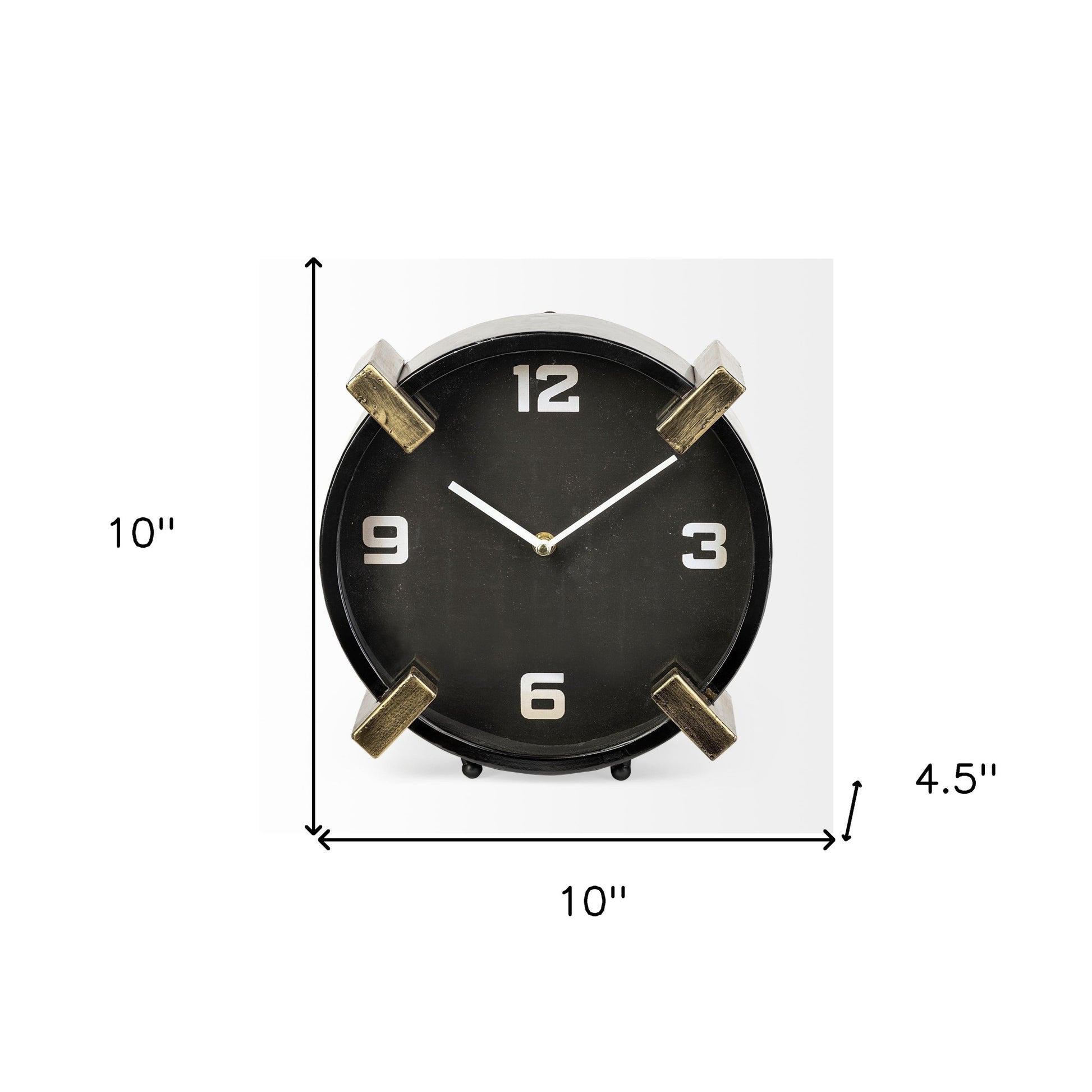 10" Black Stainless Steel Table Clock-Sculptures-DECOROLALA