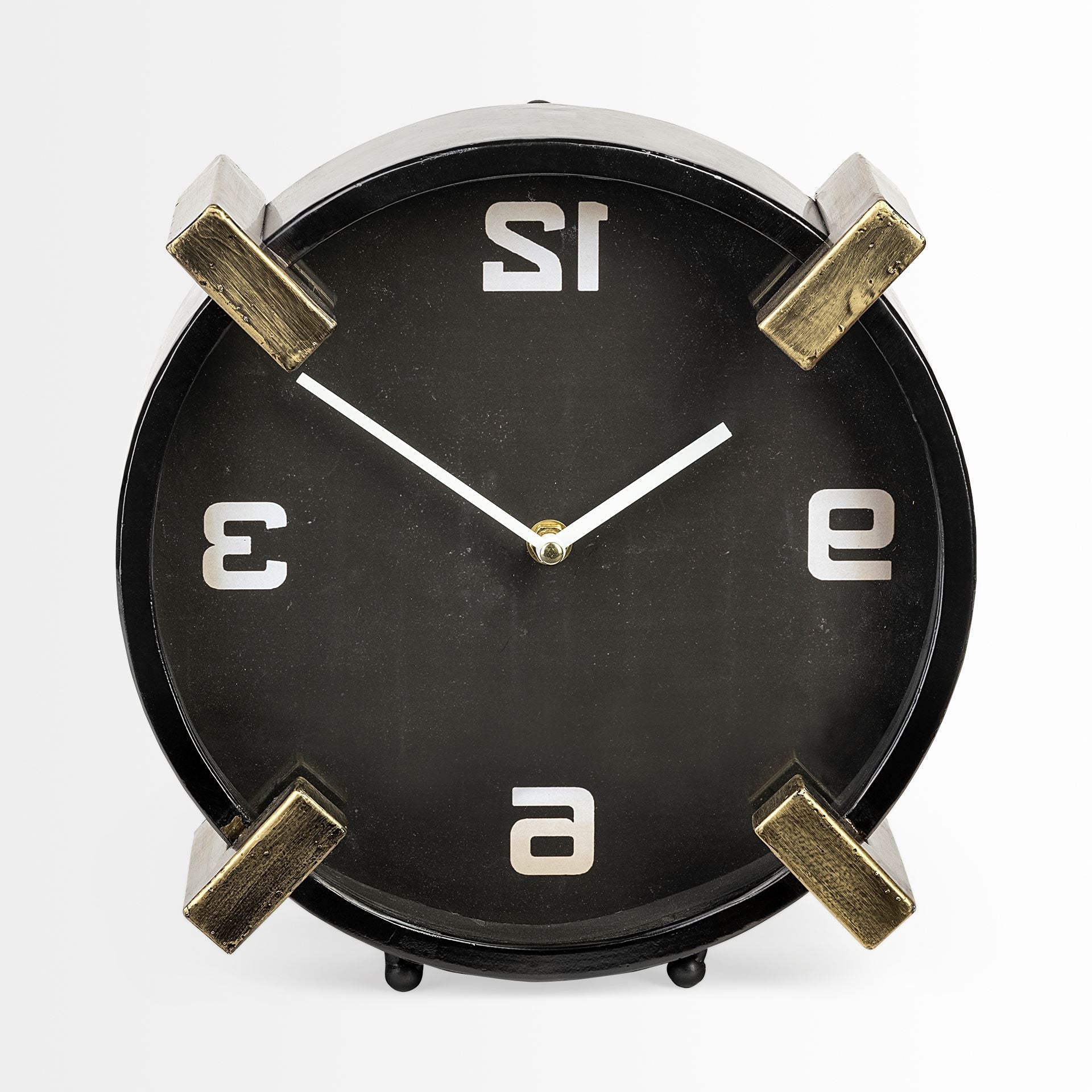 10" Black Stainless Steel Table Clock-Sculptures-DECOROLALA