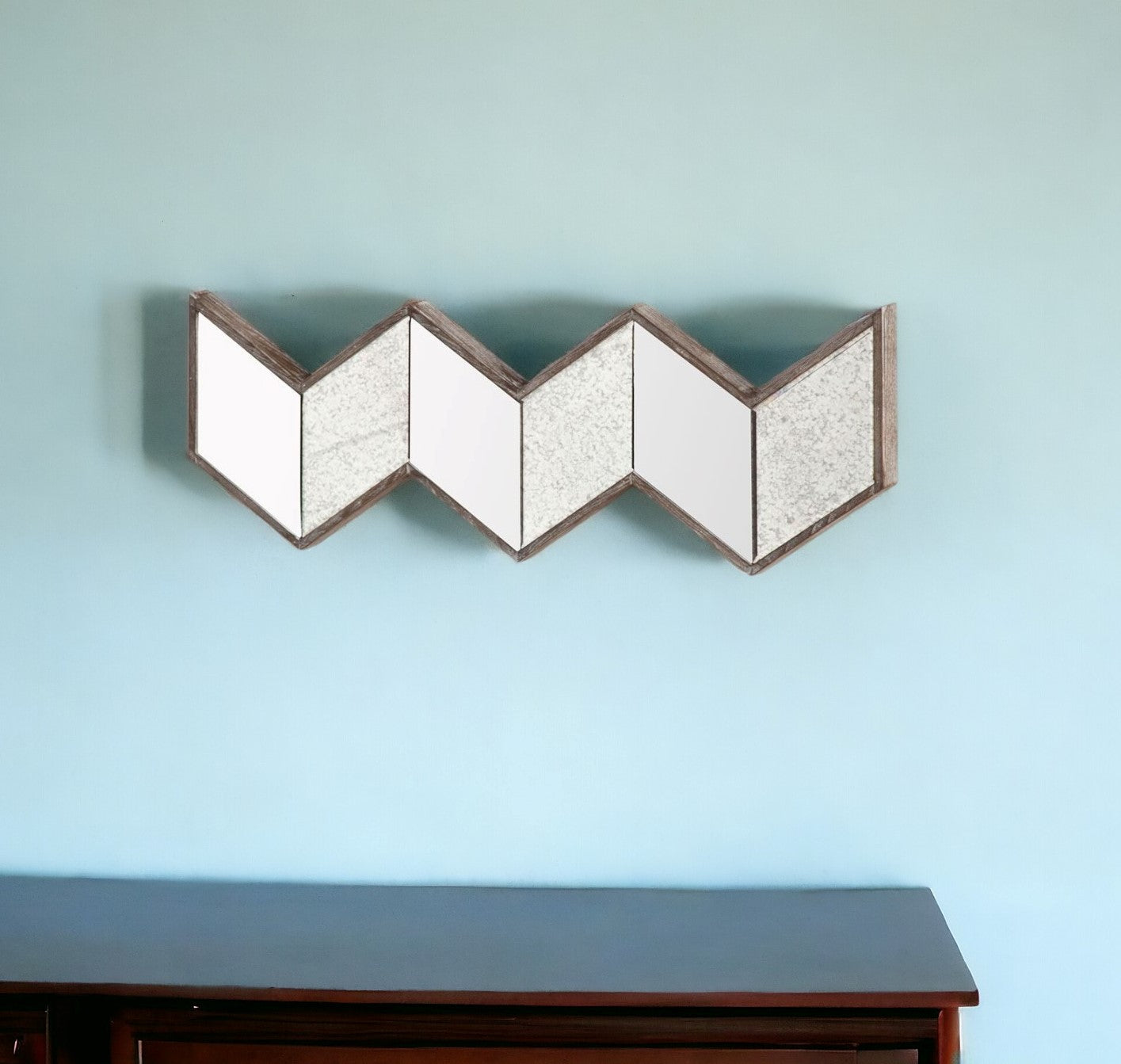 12" Natural Novelty Wood Framed Accent Mirror-Mirrors-DECOROLALA