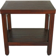 Compact Rectangular Teak Shower Or Outdoor Bench With Shelf In Brown Finish-0