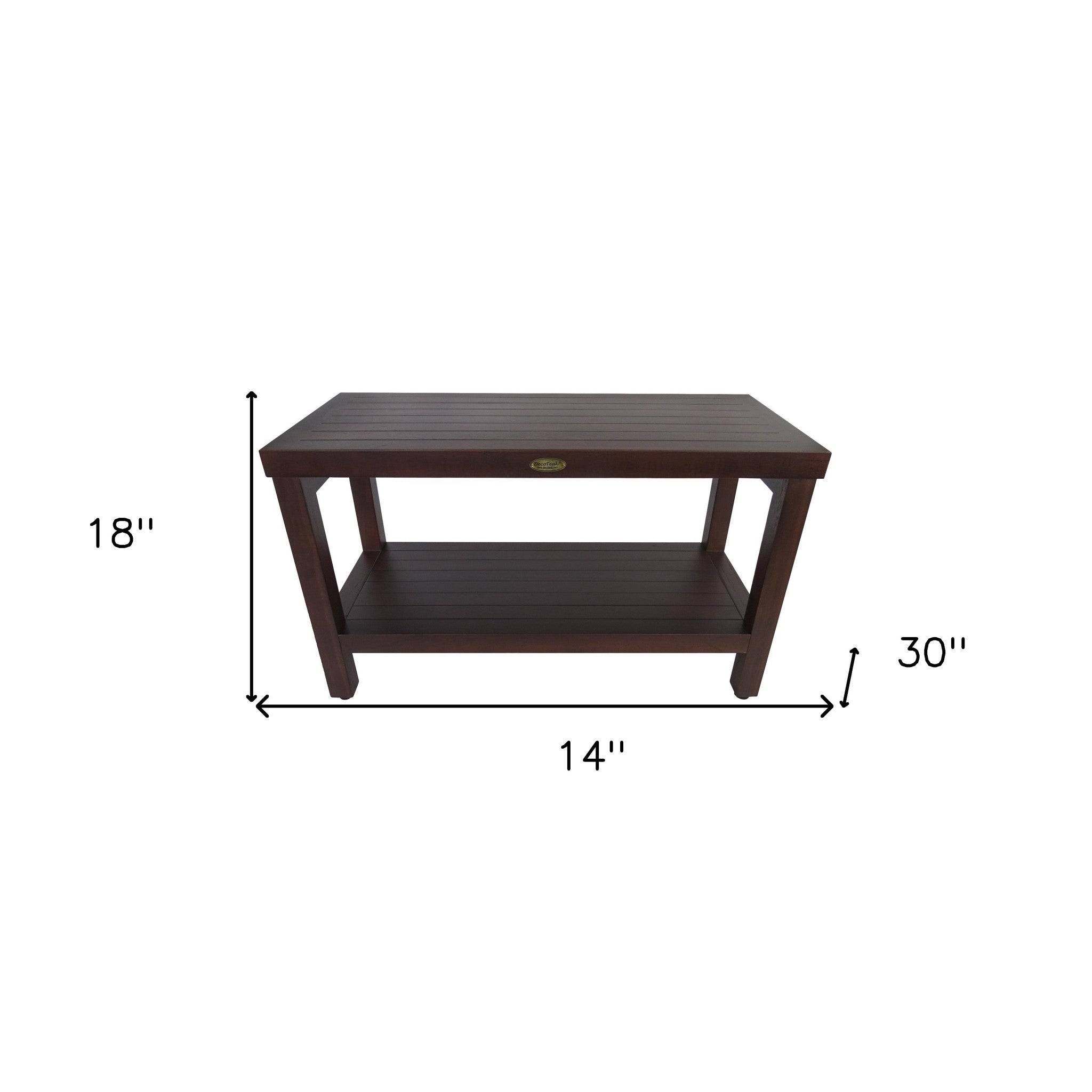Rectangular Teak Shower Stool Or Bench With Shelf In Brown Finish-8