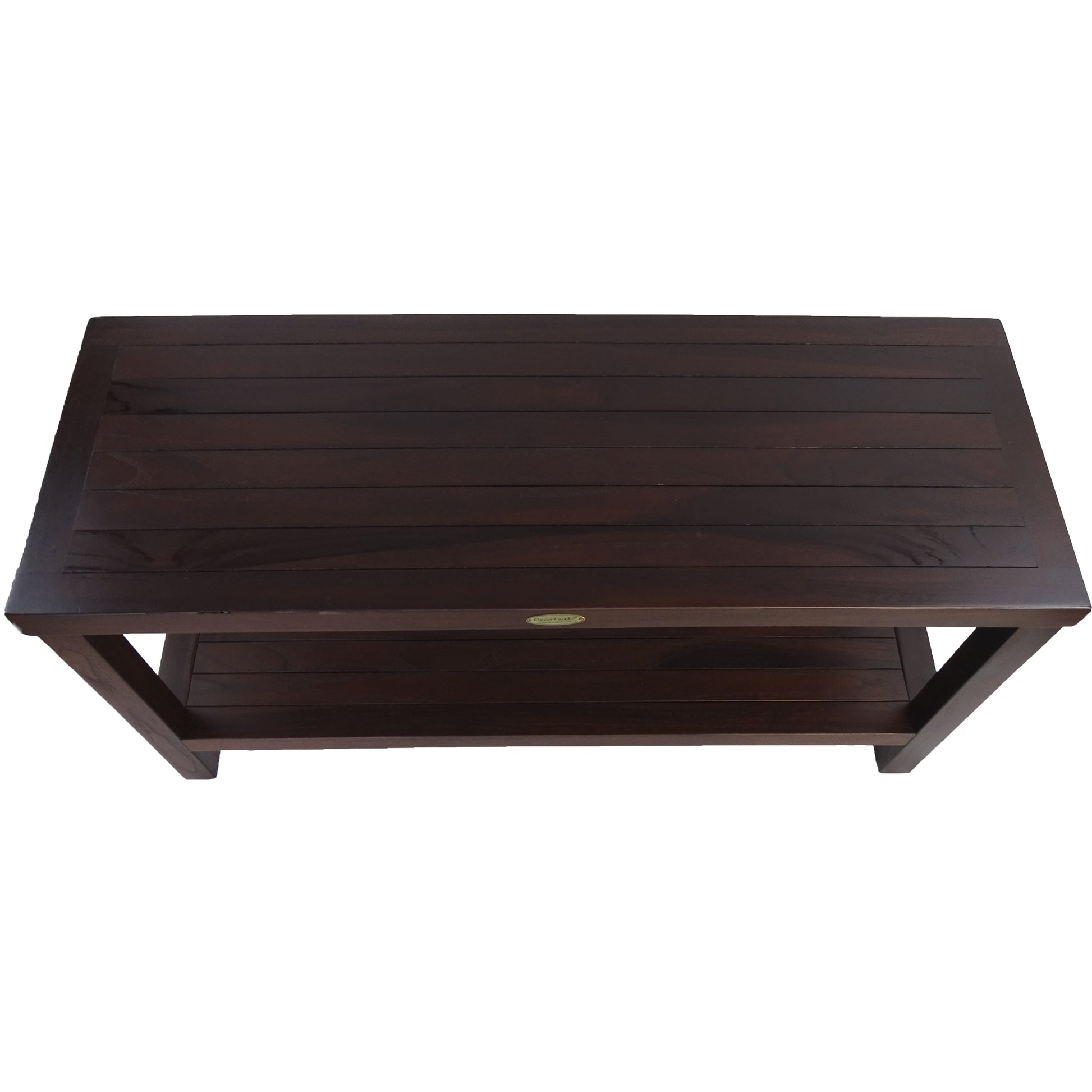 Rectangular Teak Shower Outdoor Bench With Shelf In Brown Finish-3