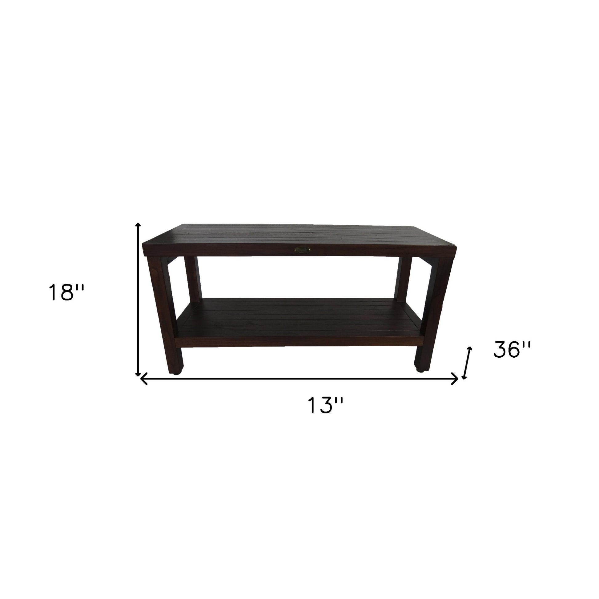 Rectangular Teak Shower Outdoor Bench With Shelf In Brown Finish-8