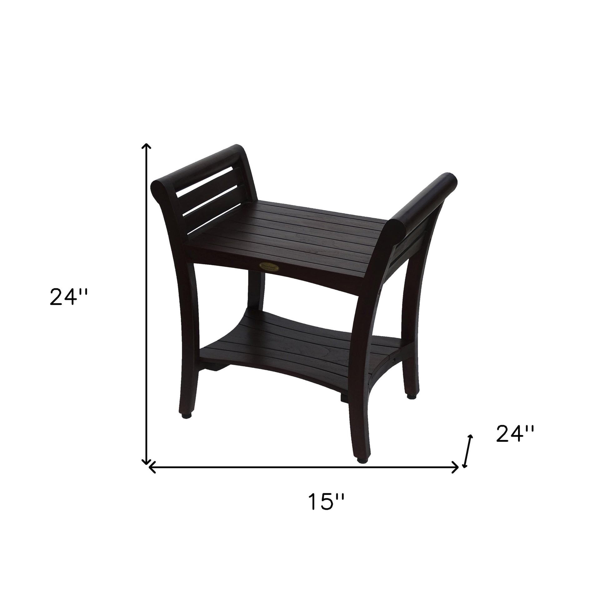 Contemporary Teak Shower Bench With Handles In Dark Brown-7