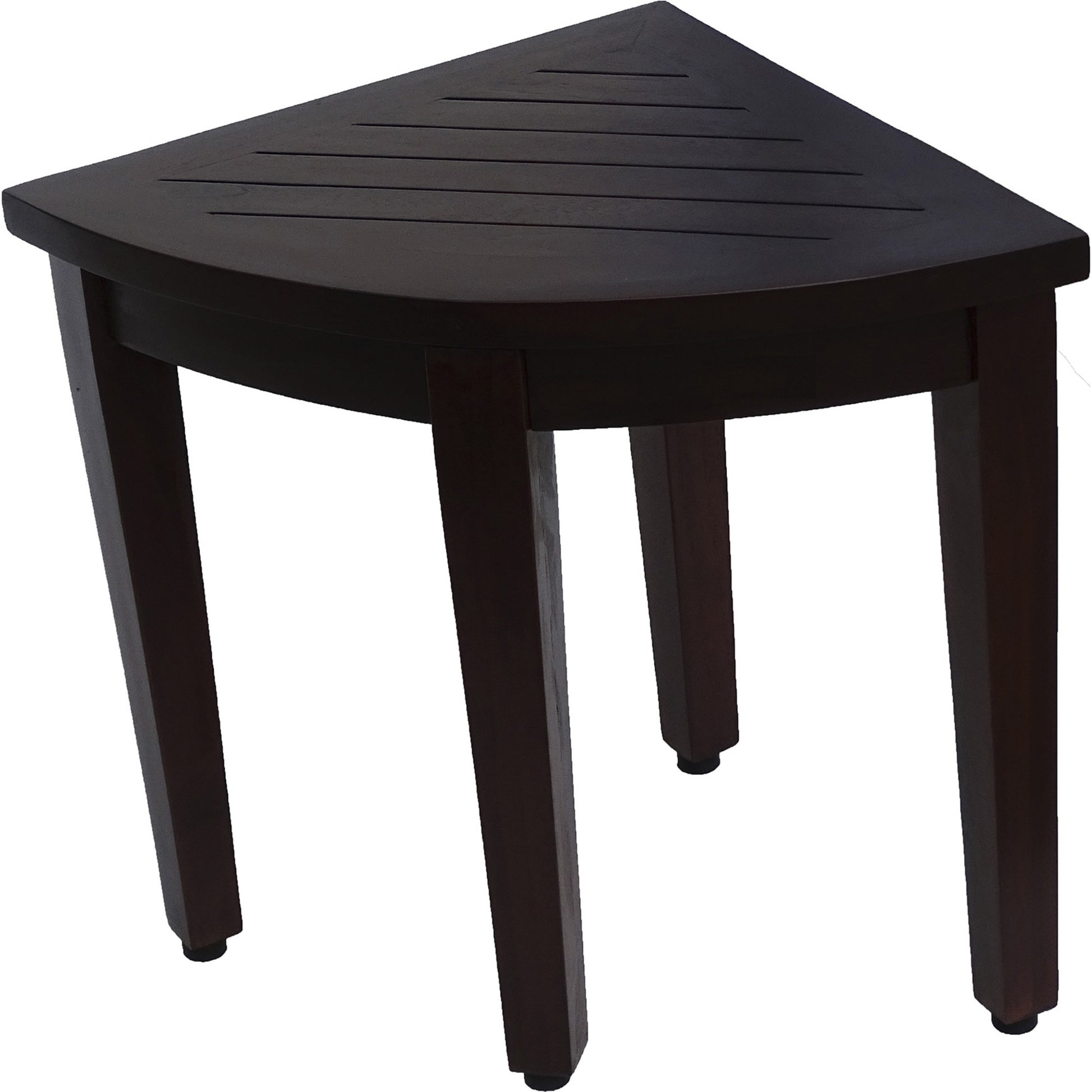 Compact Teak Corner Shower Or Outdoor Bench With Shelf In Brown Finish-1