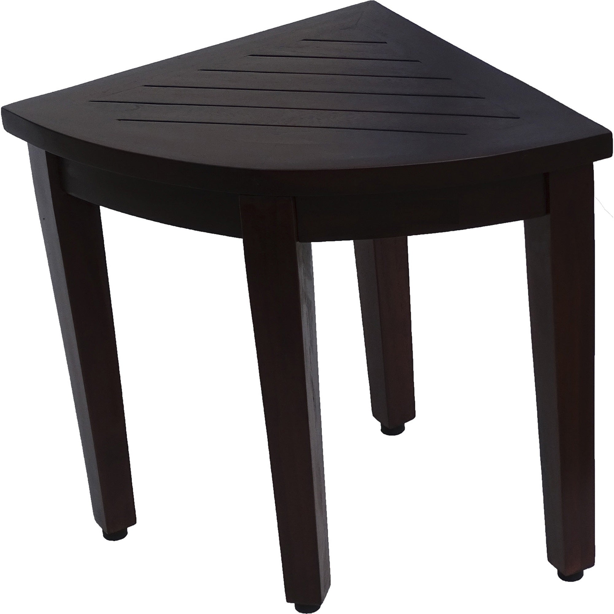 Compact Teak Corner Shower Or Outdoor Bench With Shelf In Brown Finish-1