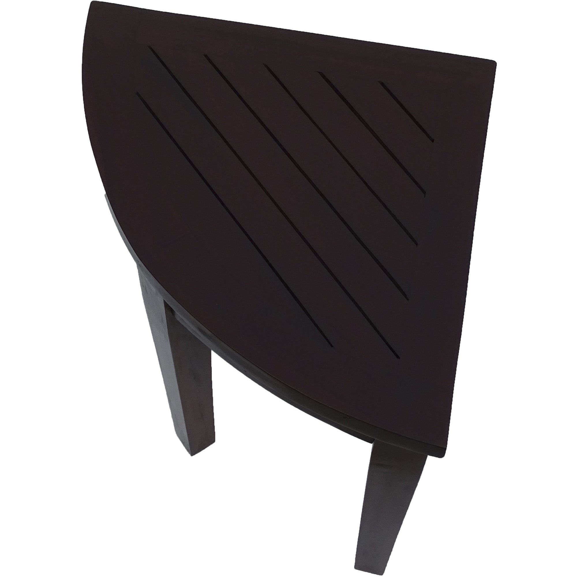 Compact Teak Corner Shower Or Outdoor Bench With Shelf In Brown Finish-0