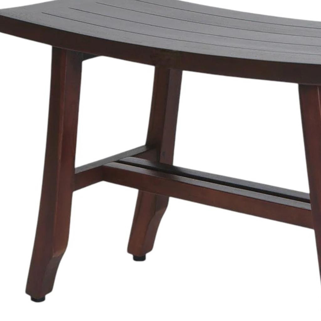 24" Dark Brown Solid Teak Wood Shower Bench-2
