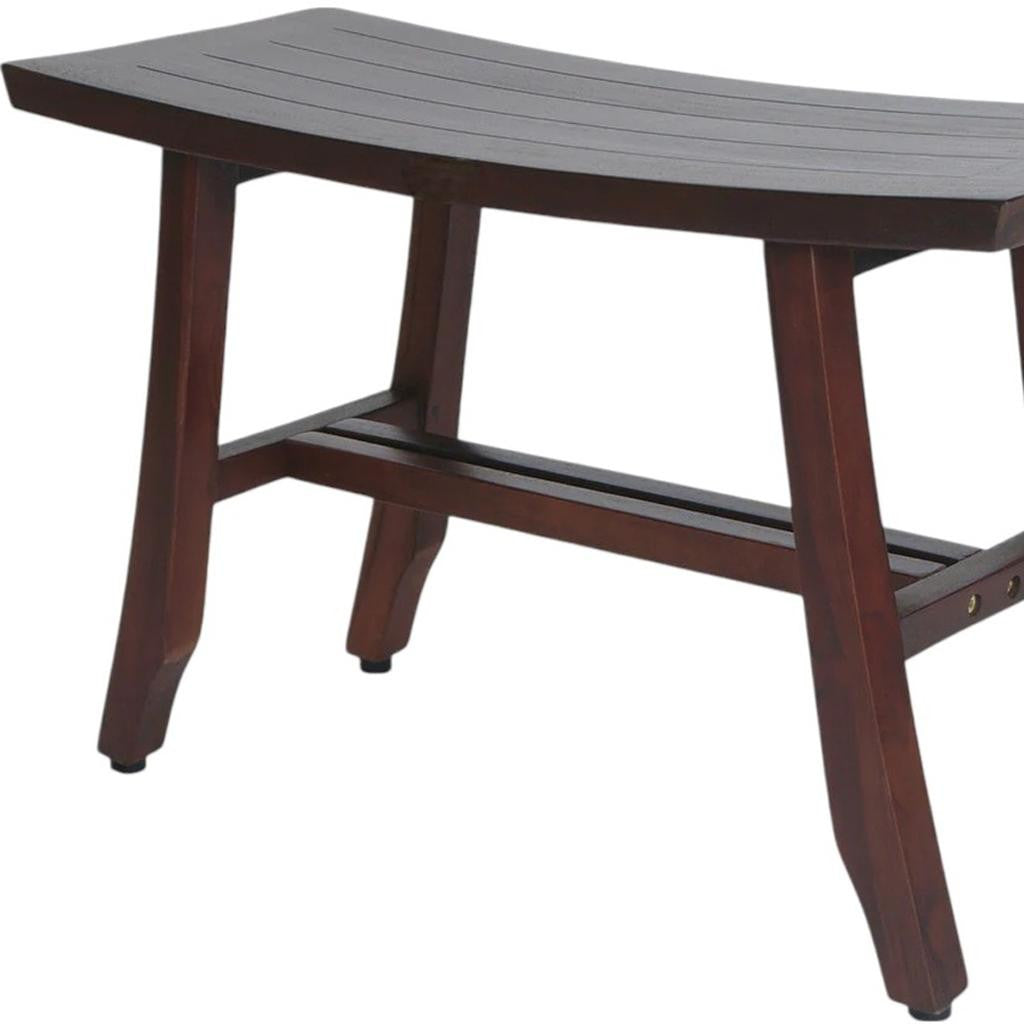 24" Dark Brown Solid Teak Wood Shower Bench-3