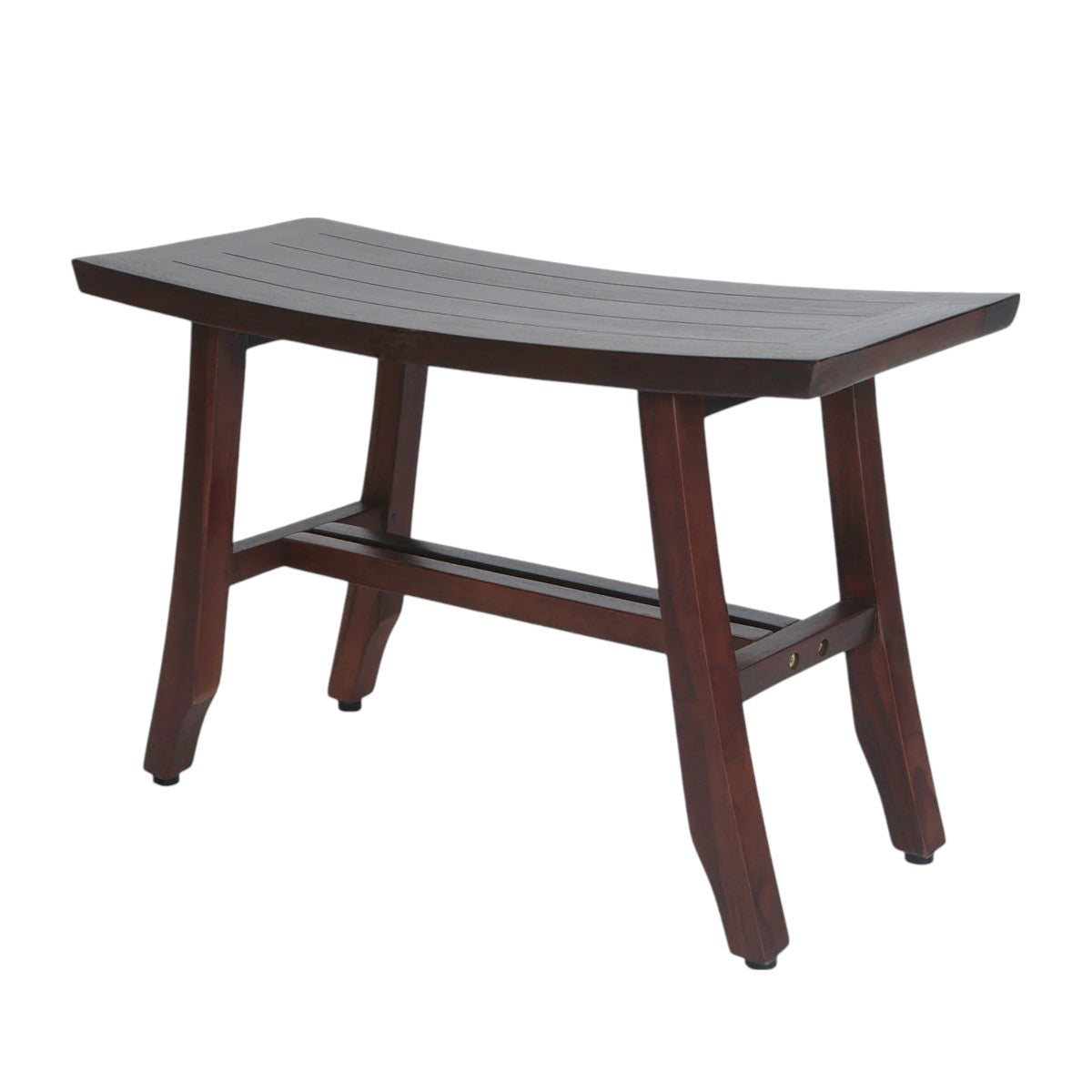 24" Dark Brown Solid Teak Wood Shower Bench-1