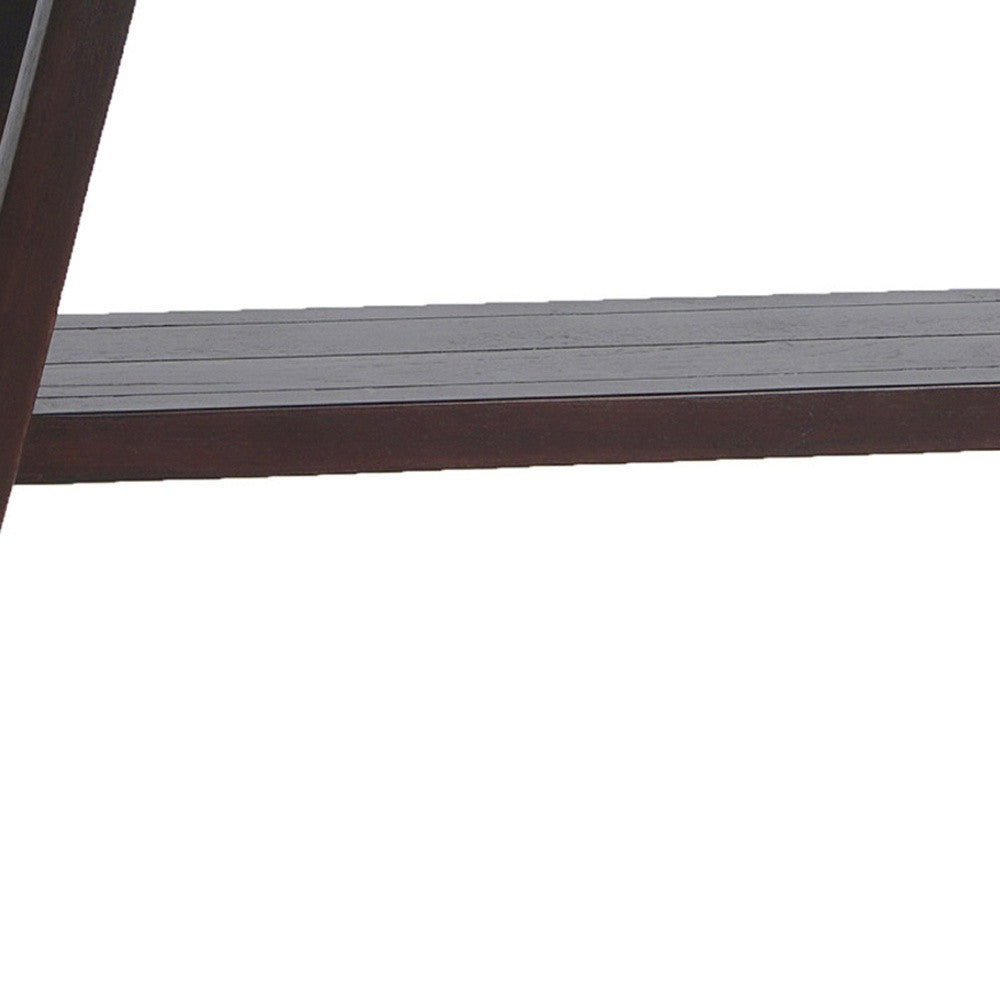 34" Brown Teak Shower Bench With Shelf-4
