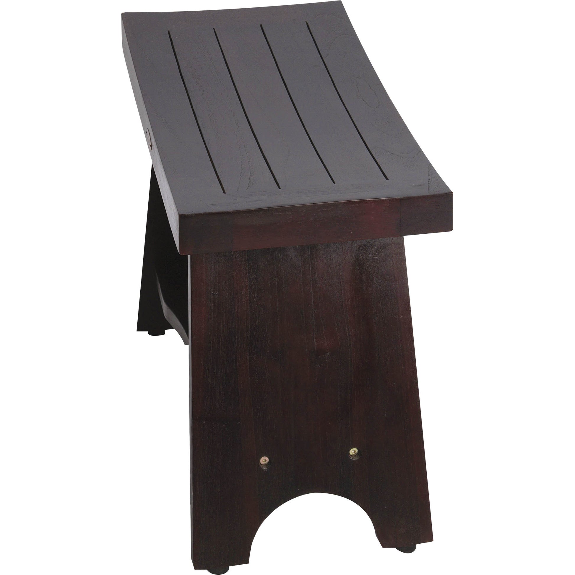 Teak Rectangular Shower Bench With Shelf In Brown Finish-1