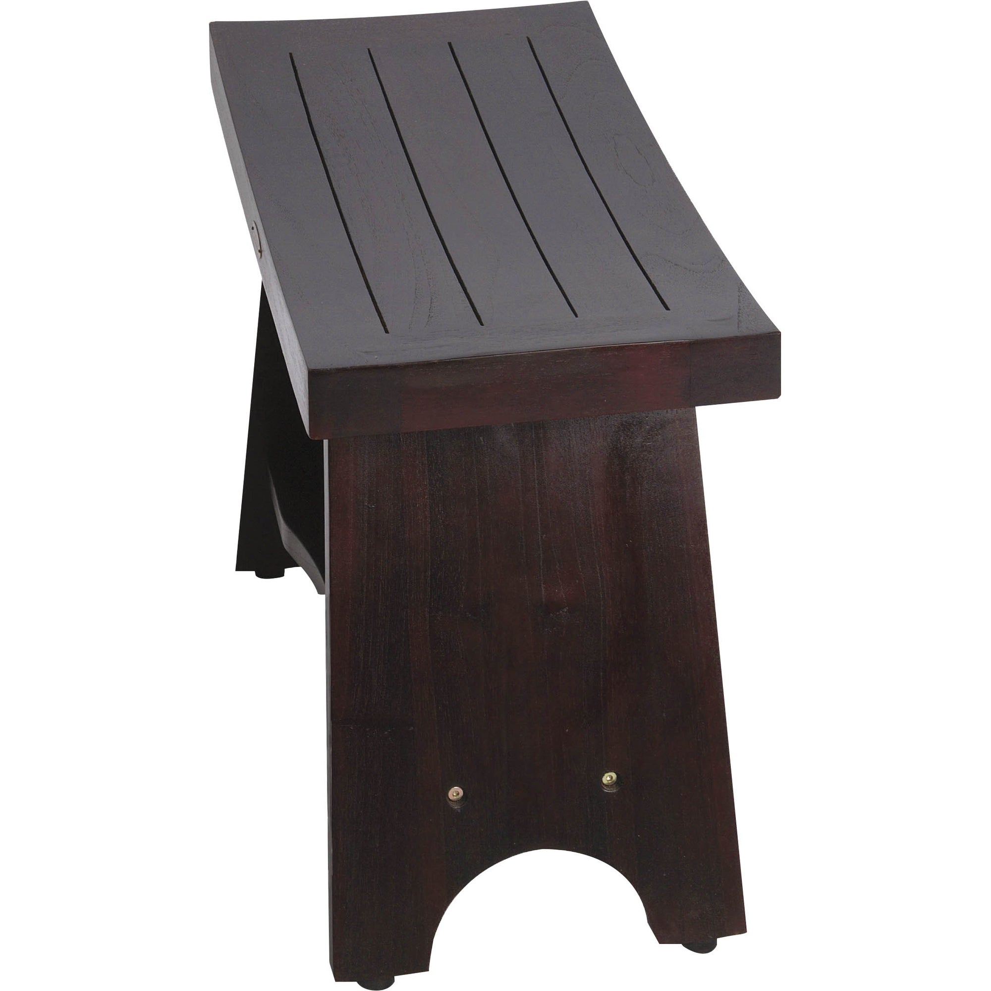 Teak Rectangular Shower Bench With Shelf In Brown Finish-1