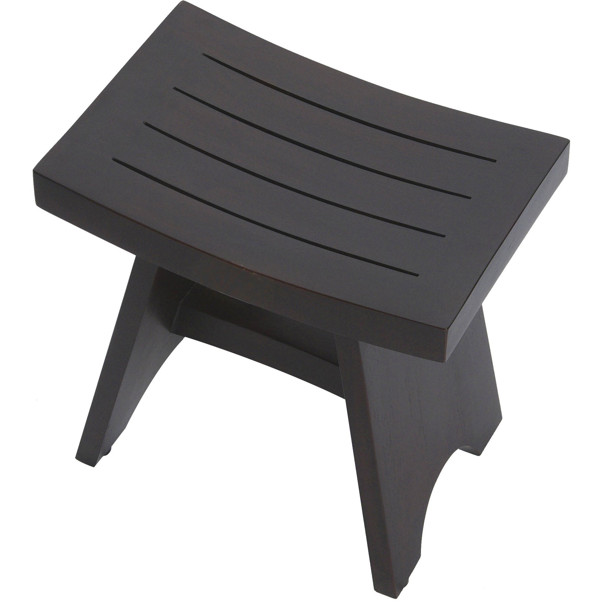18" Dark Brown Teak Rectangular Shower Bench-3