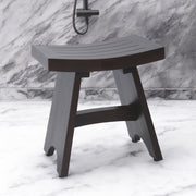 18" Dark Brown Teak Rectangular Shower Bench-0