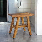 14" Natural Teak Curvilinear Shower Bench-0