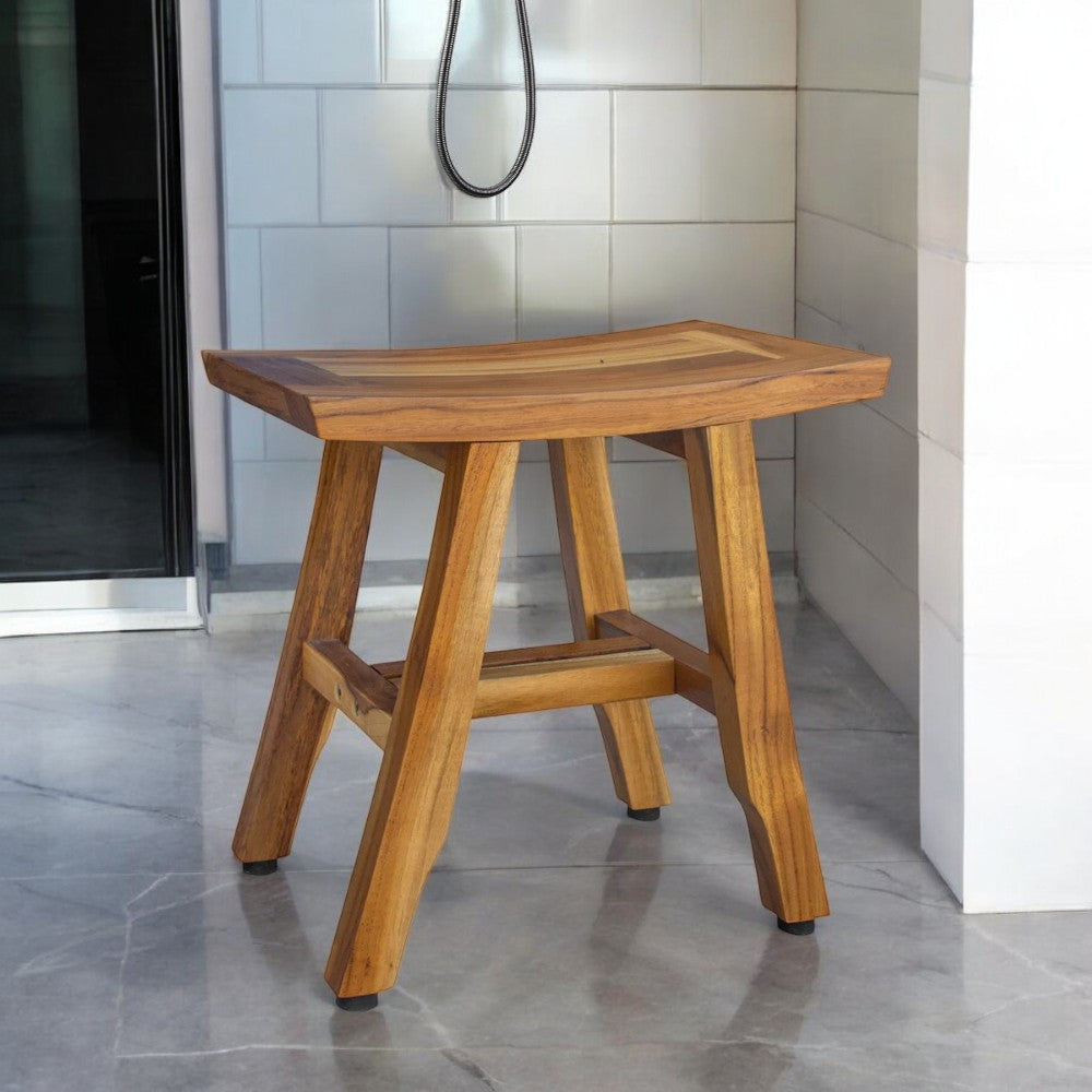 14" Natural Teak Curvilinear Shower Bench-0