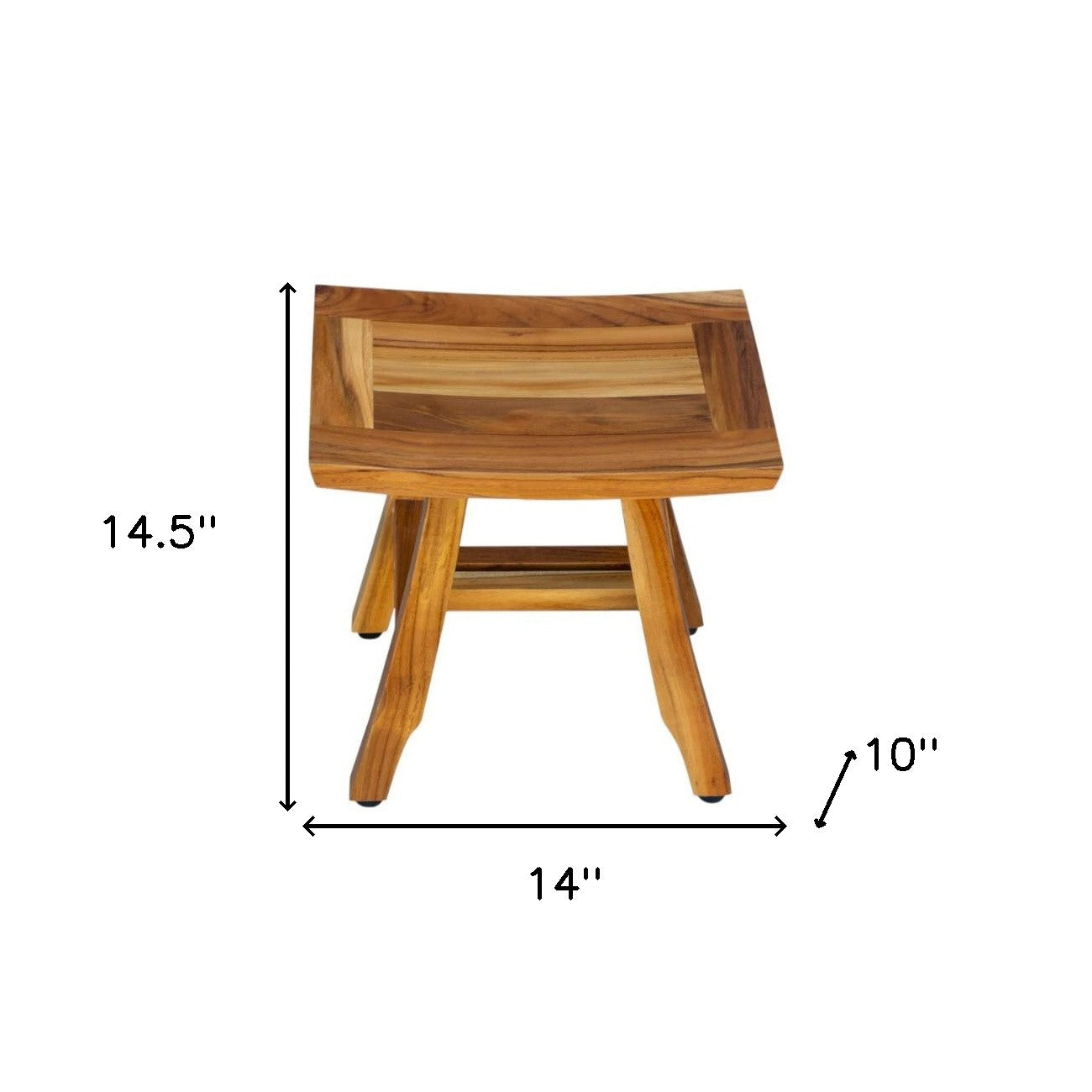 14" Natural Teak Curvilinear Shower Bench-8