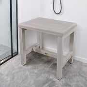 18" Gray Teak Rectangular Shower Bench-0