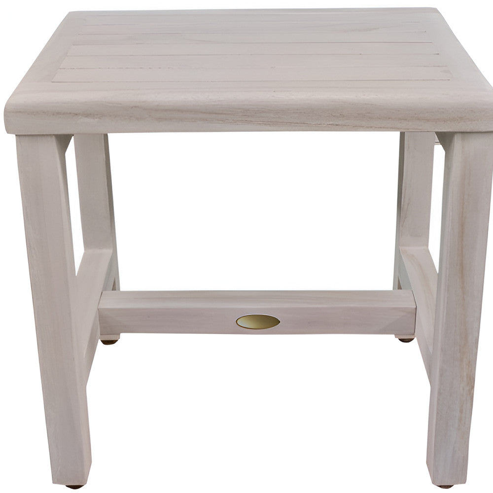 18" Gray Teak Rectangular Shower Bench-4
