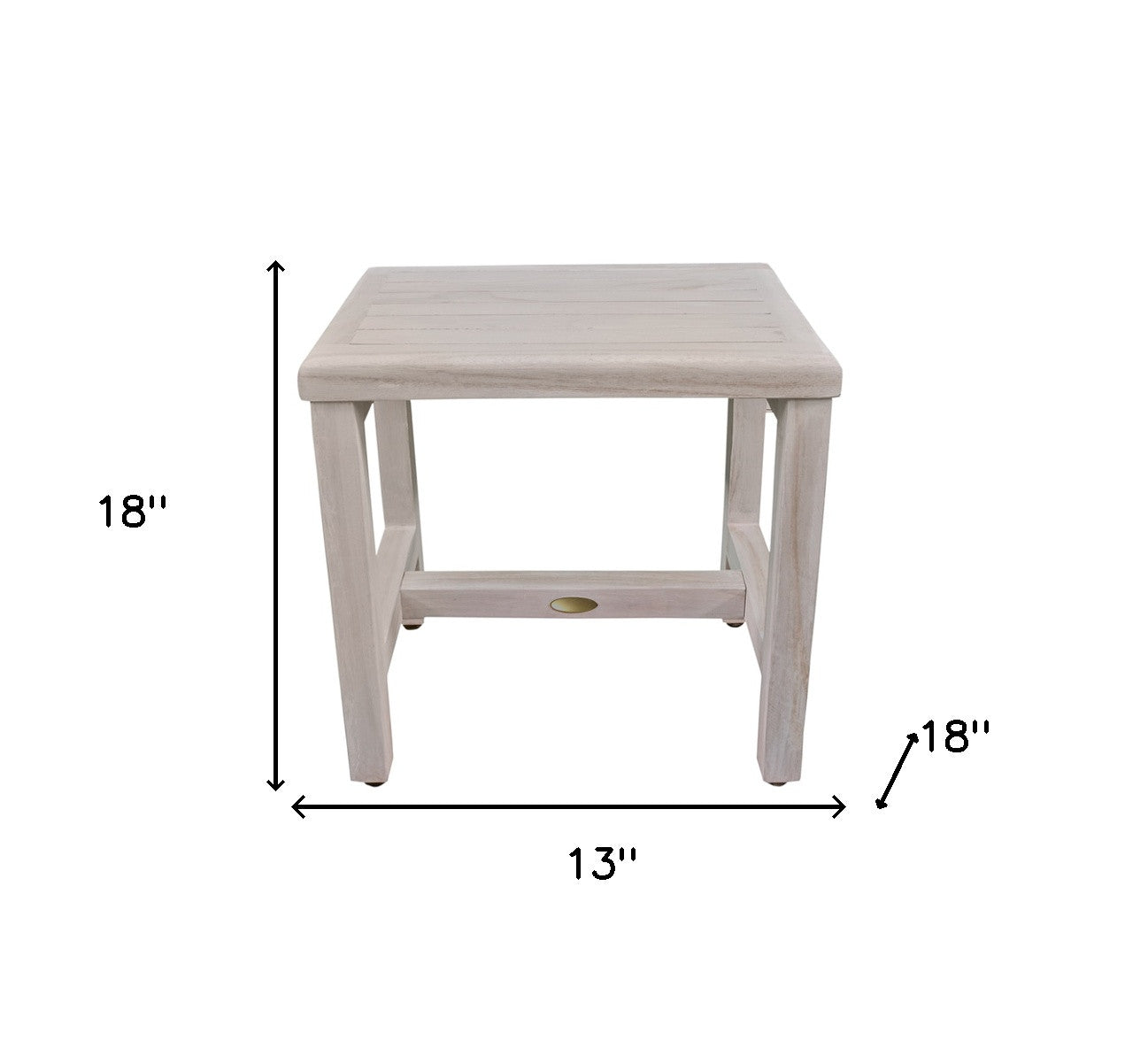 18" Gray Teak Rectangular Shower Bench-5