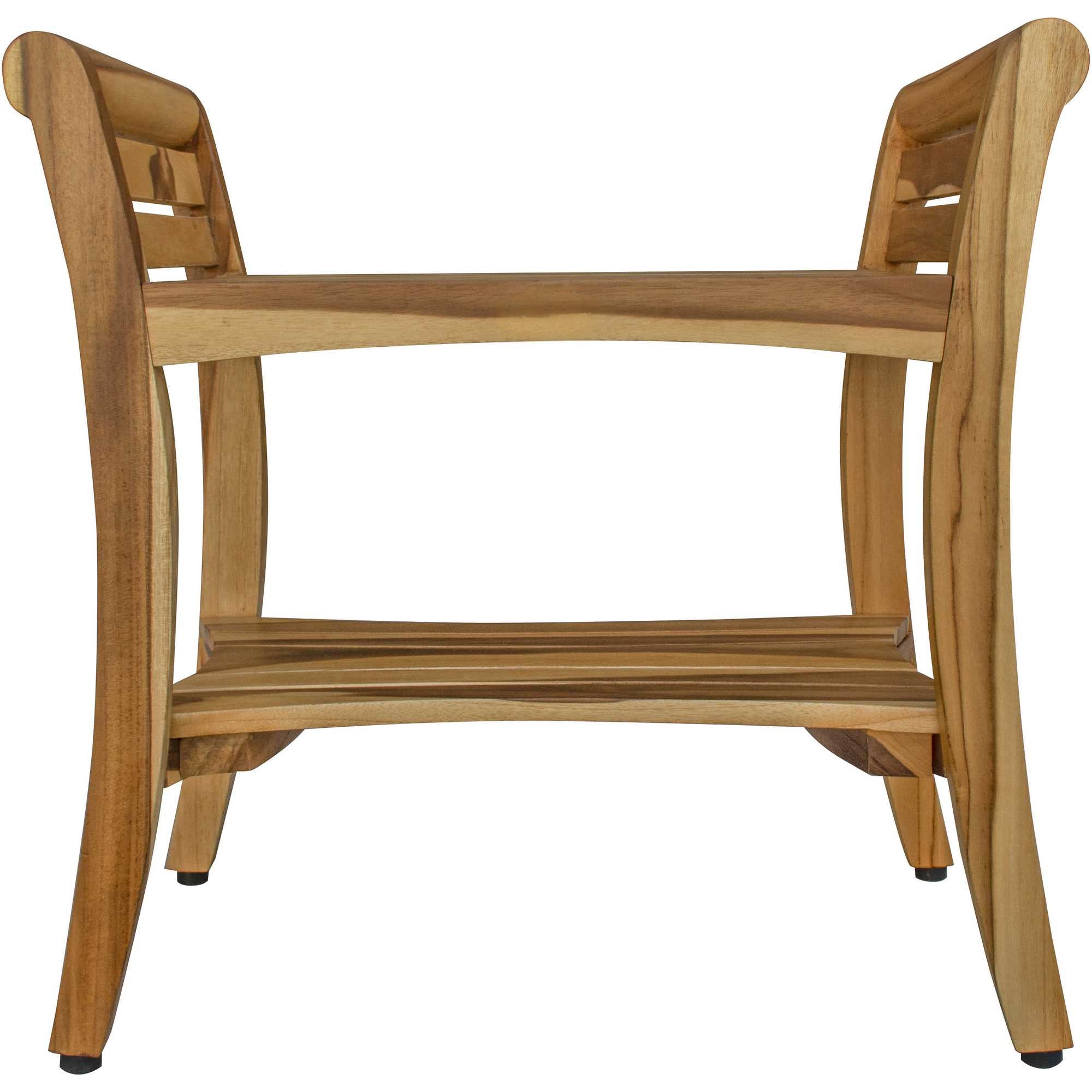 24" Natural Solid Teak Wood Shower Bench With Handles-1