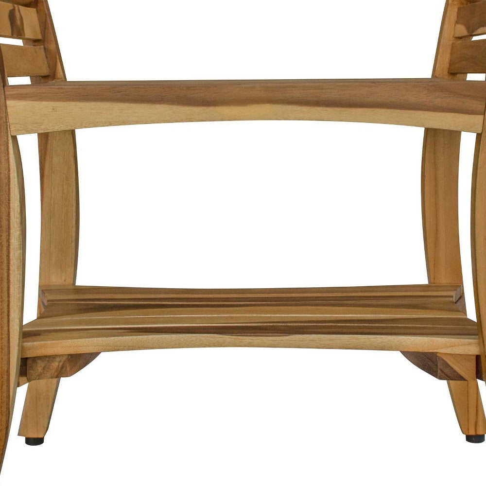 24" Natural Solid Teak Wood Shower Bench With Handles-4