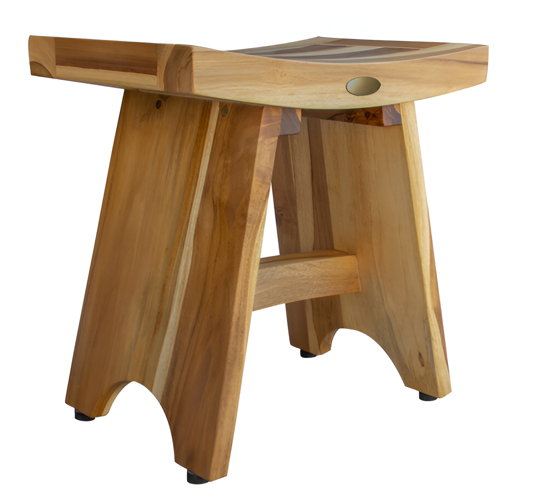 18" Natural Teak Rectangular Shower Bench-1