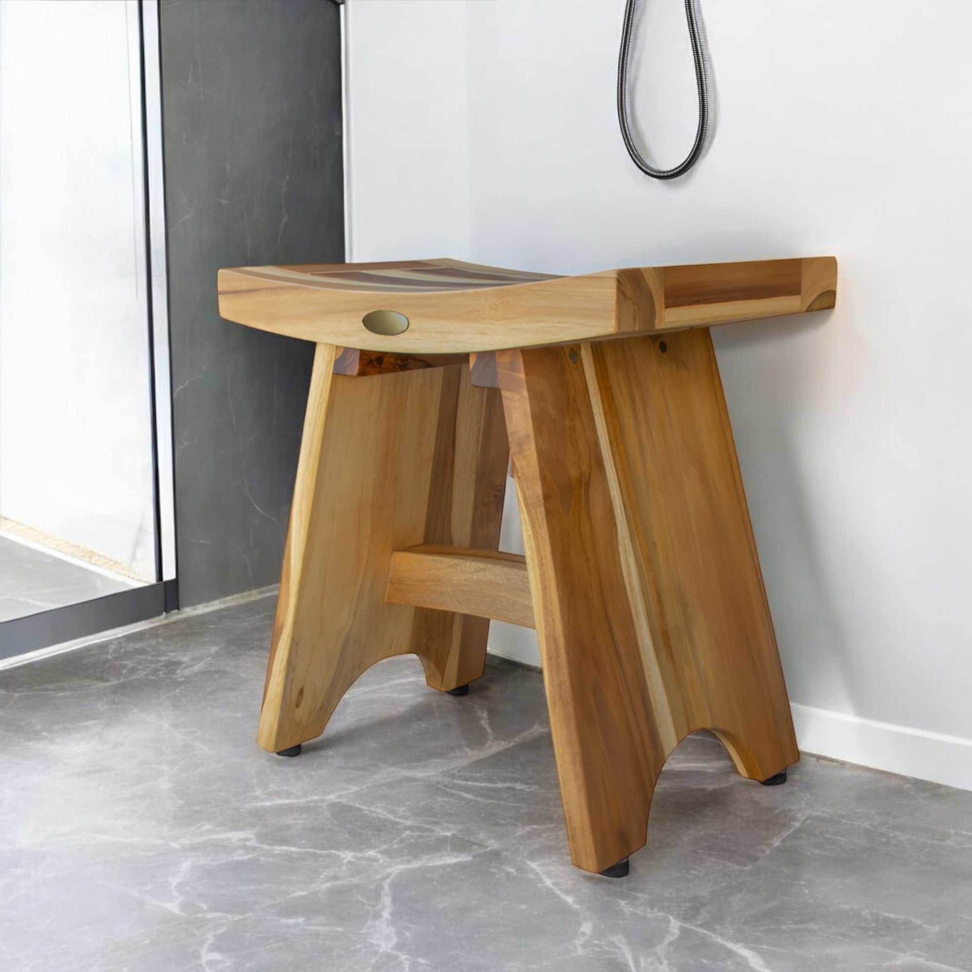 18" Natural Teak Rectangular Shower Bench-0