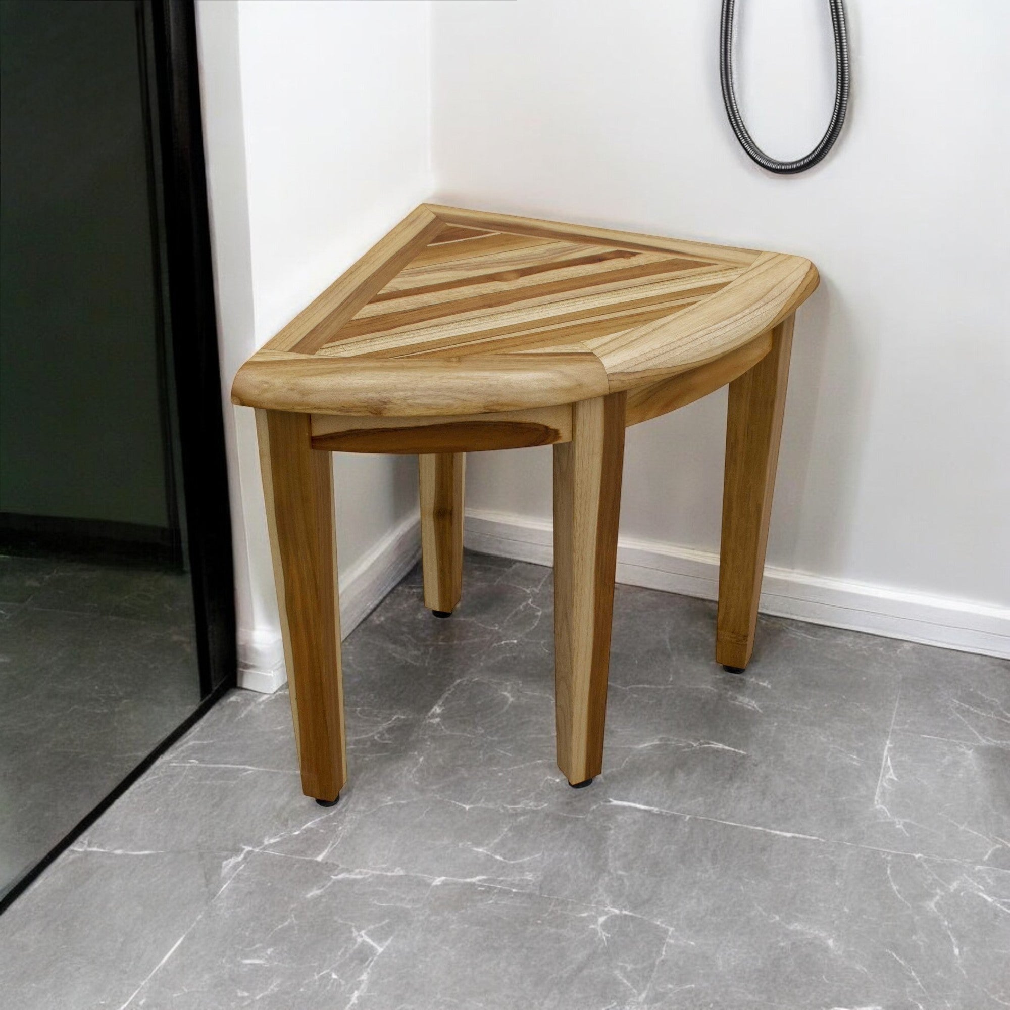 23" Natural Teak Corner Shower Bench-0