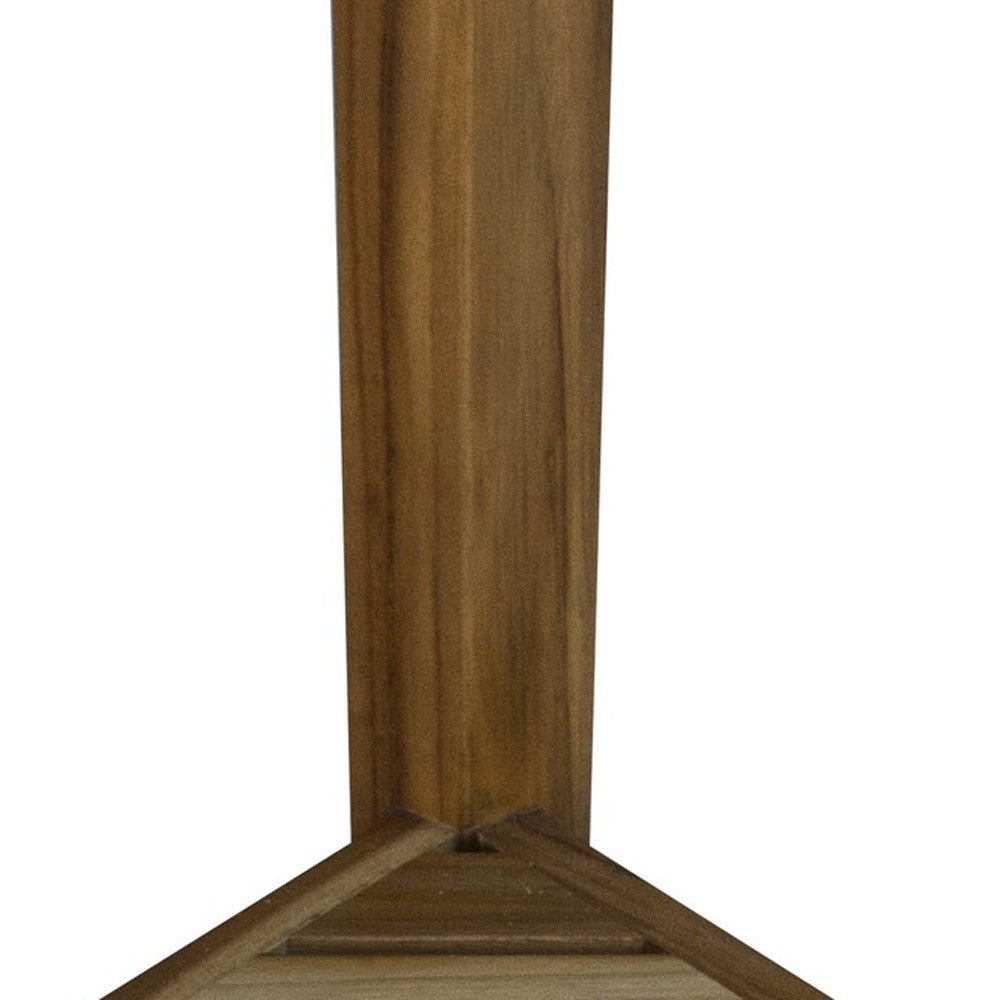 Compact Teak Corner Shower Or Outdoor Bench With Shelf In Natural Finish-5