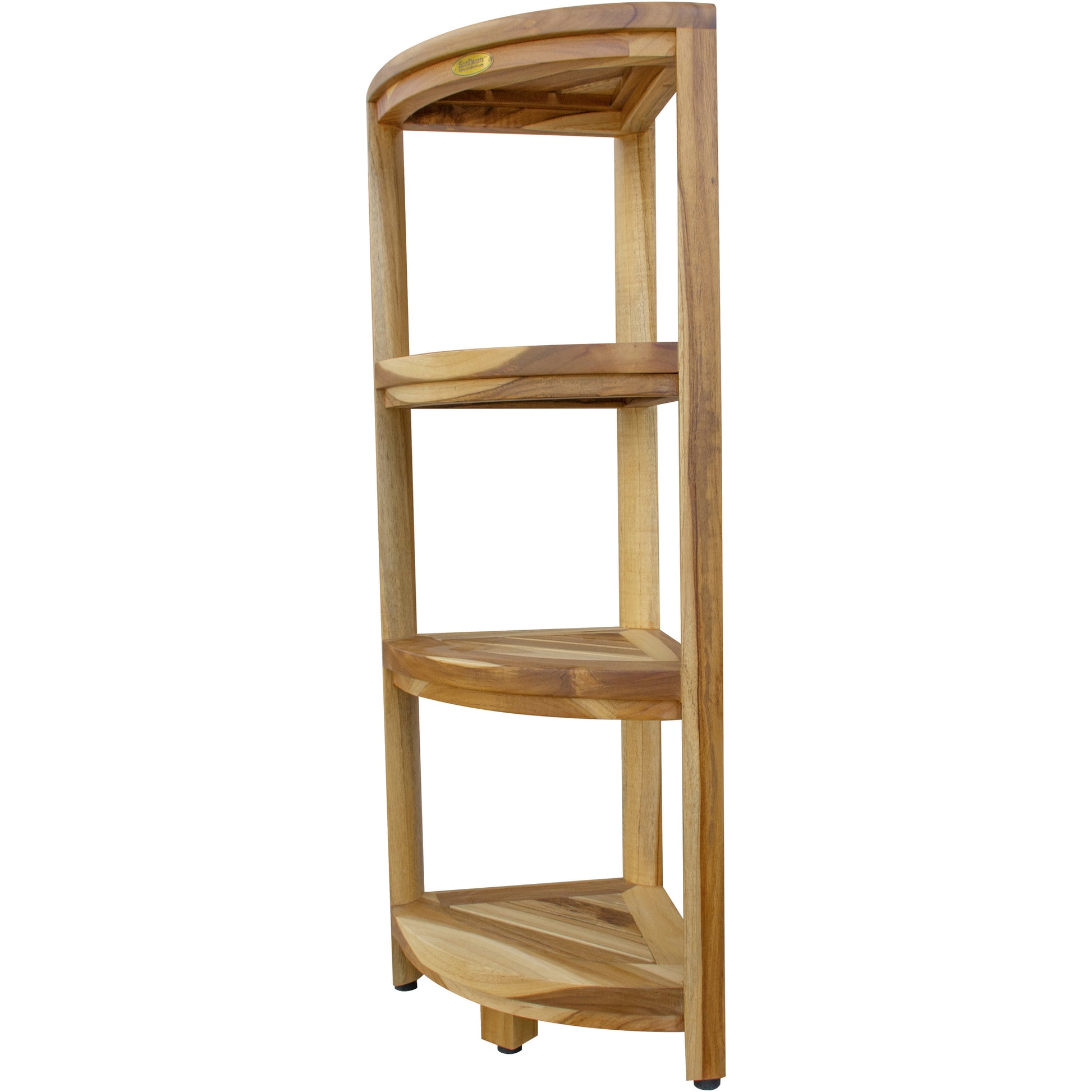 38" Natural Solid Teak Wood Freestanding Corner Shelving Unit-1