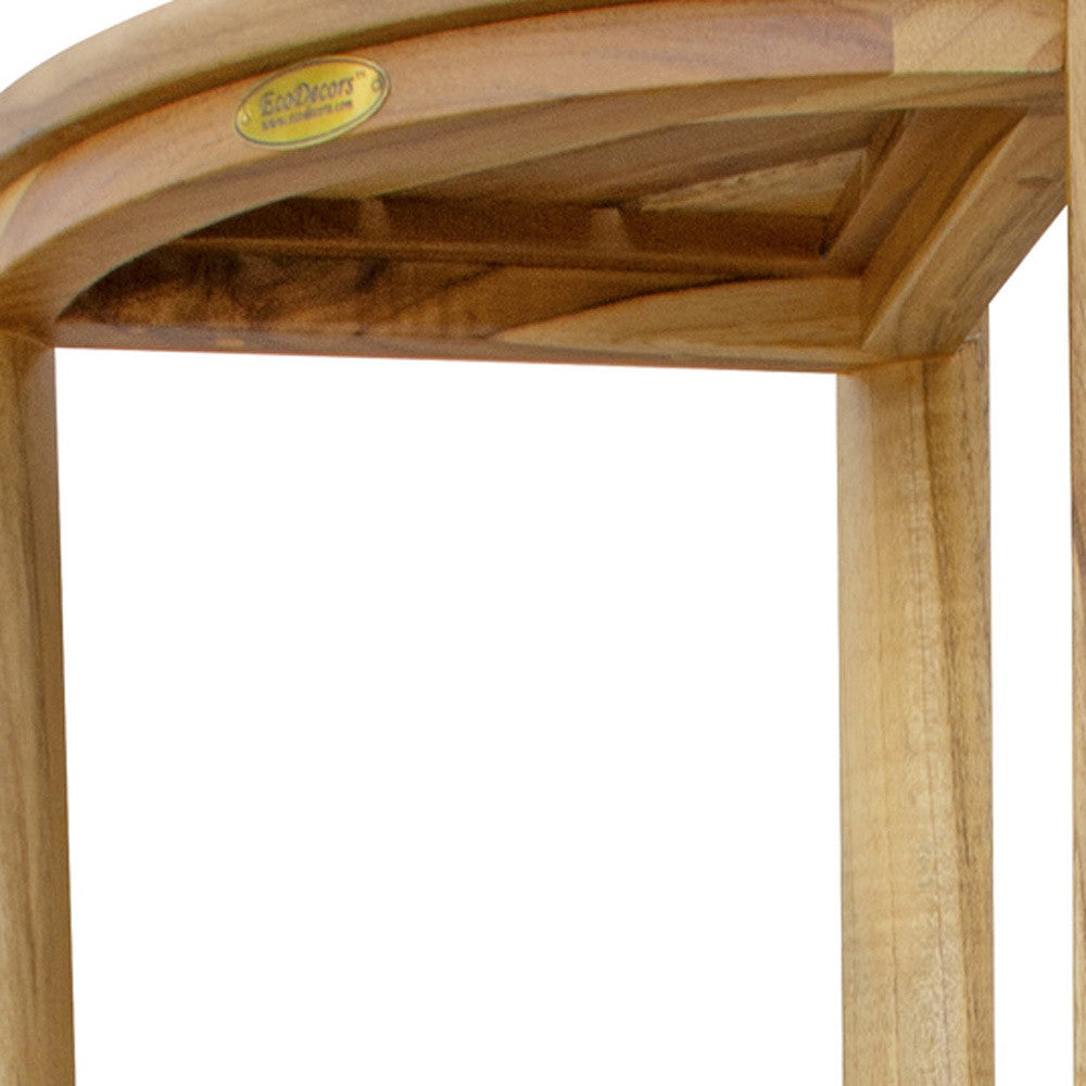38" Natural Solid Teak Wood Freestanding Corner Shelving Unit-5