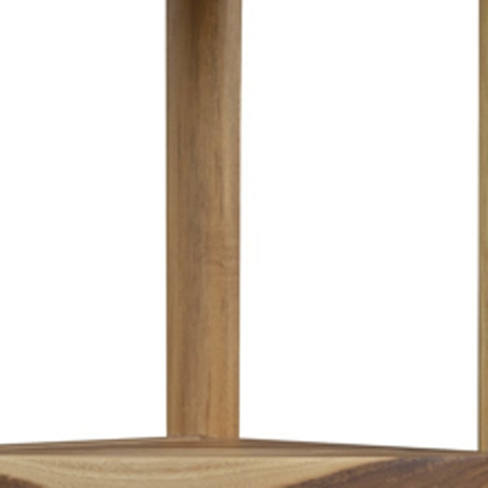 33" Natural Teak Corner Shower Bench With Shelf-7