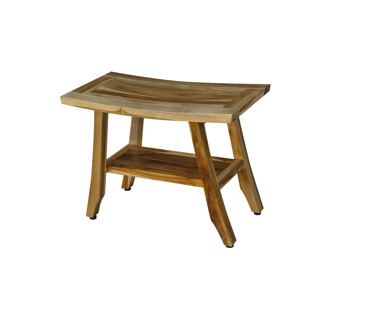 18" X 24" Natural Teak Rectangular Shower Bench With Shelf-1