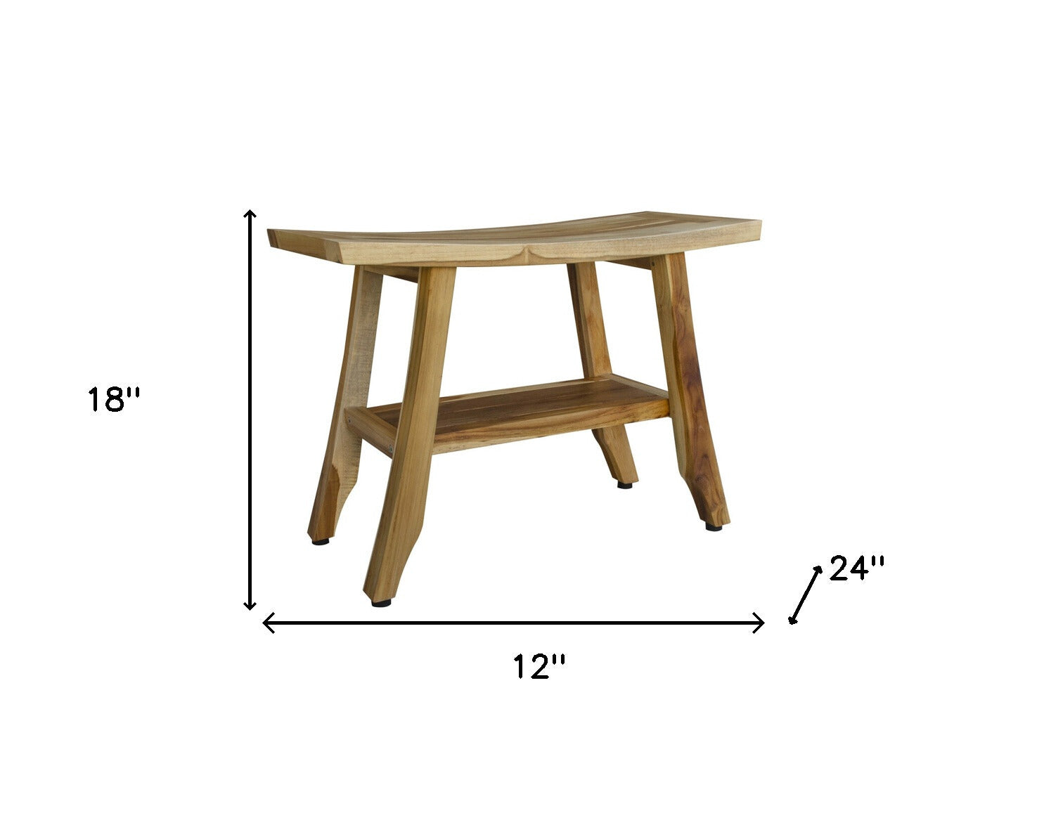 18" X 24" Natural Teak Rectangular Shower Bench With Shelf-5
